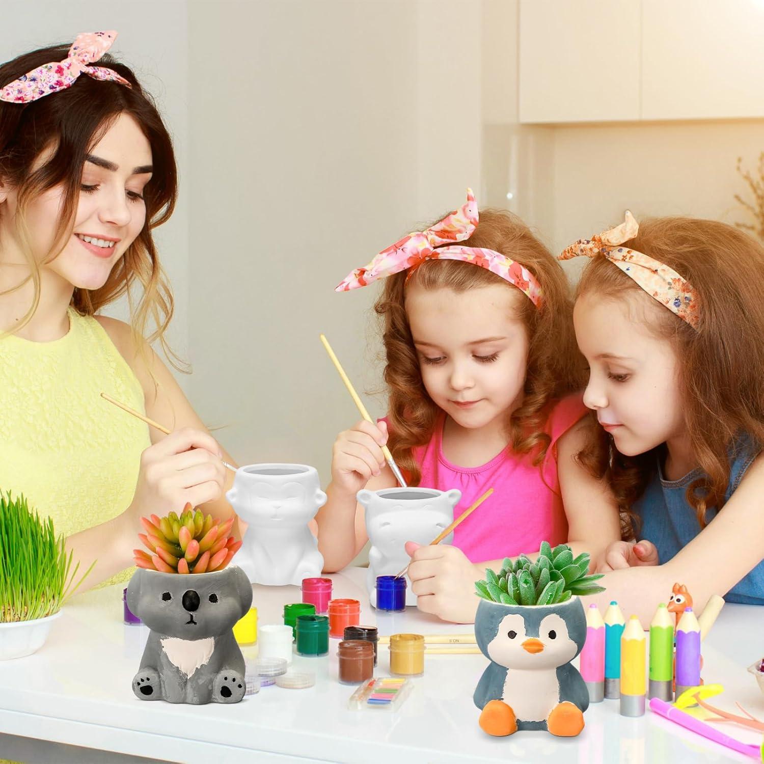 Hushee 12 Macetas Cerámicas Pintables para Suculentas DIY