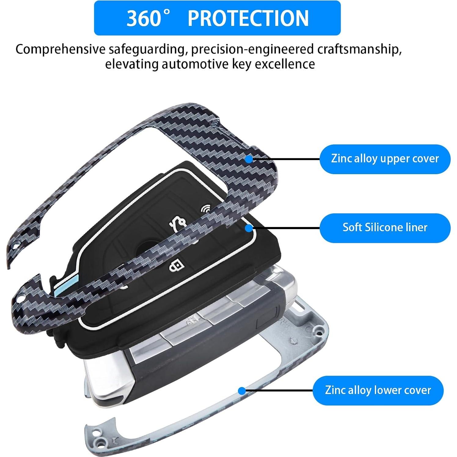 Funda de Llave de Metal Pesado QBUC para BMW - Fibra de Carbono