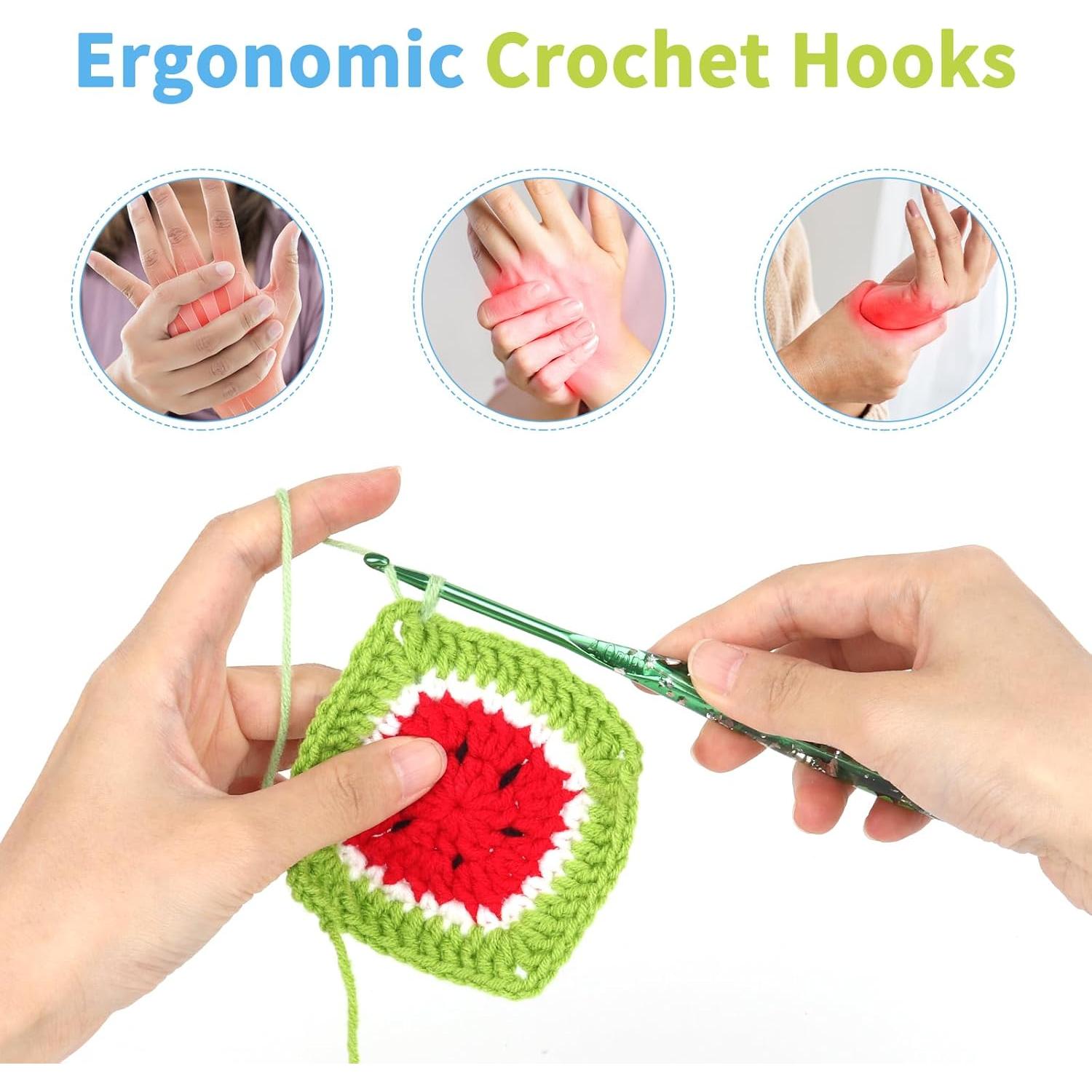 Gancho de Crochet Coopay 9mm Ergonómico con Flores
