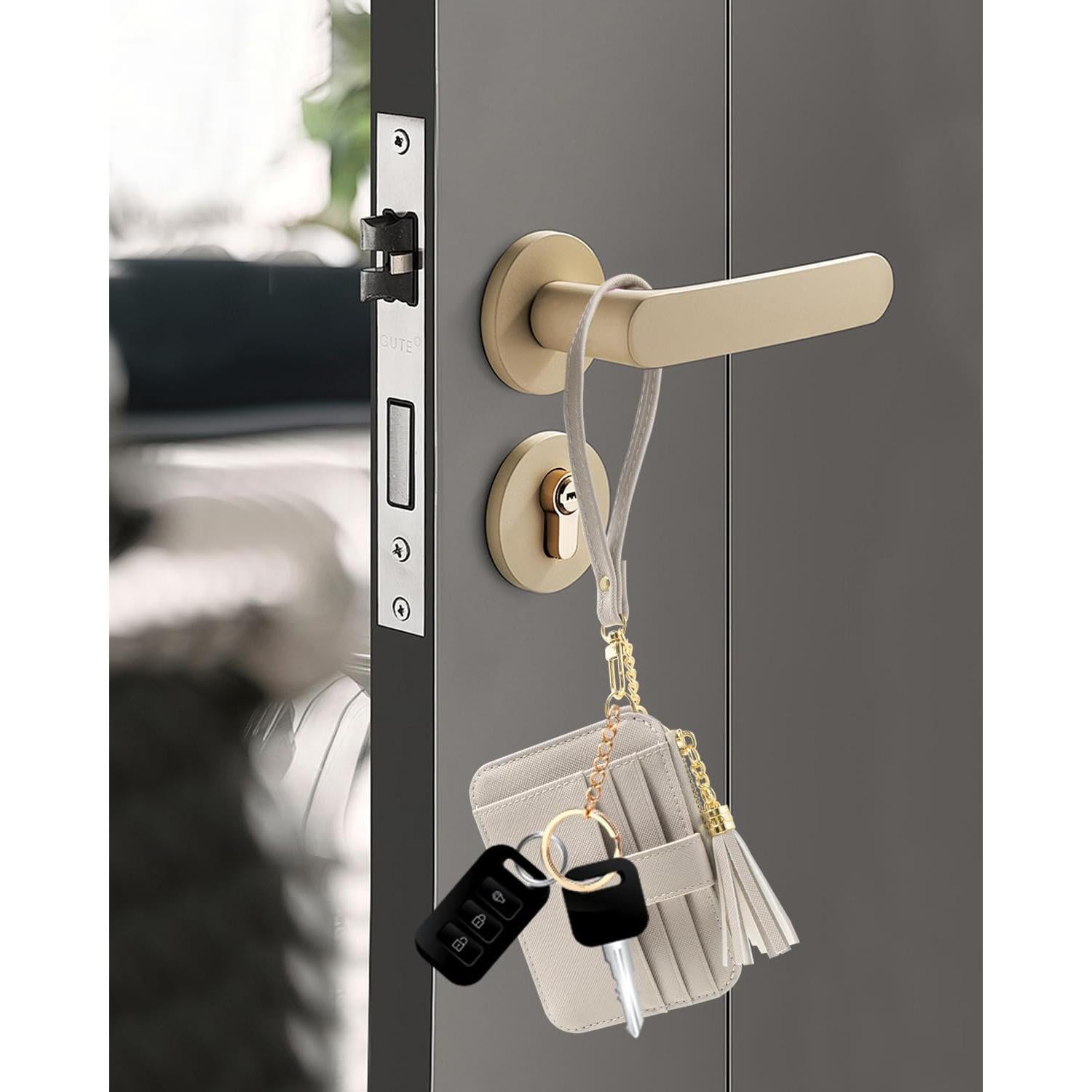 Estuche para Tarjetas KOTORA con Llave y Borla Beige