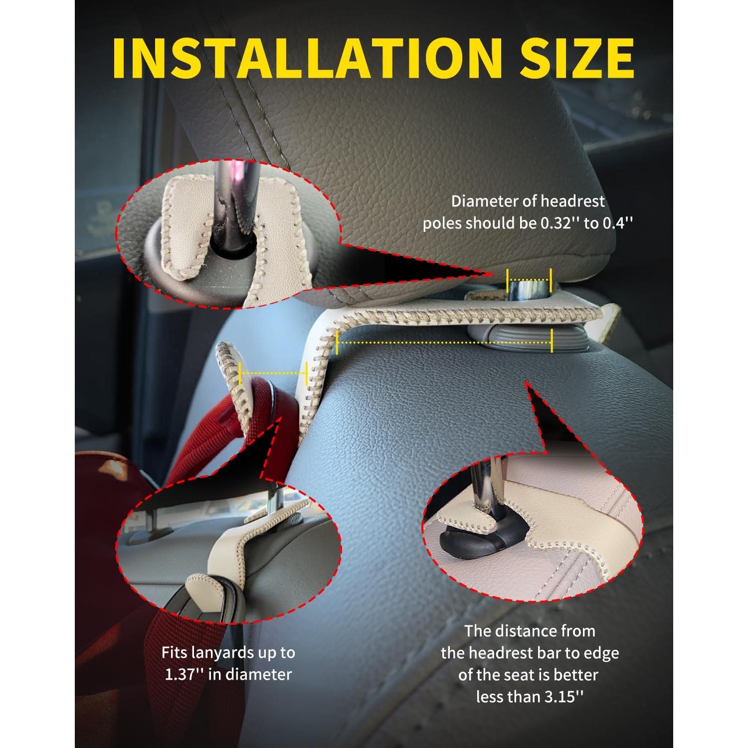 Ganchos para Reposacabezas de Coche MEALAM Beige - 4 Piezas