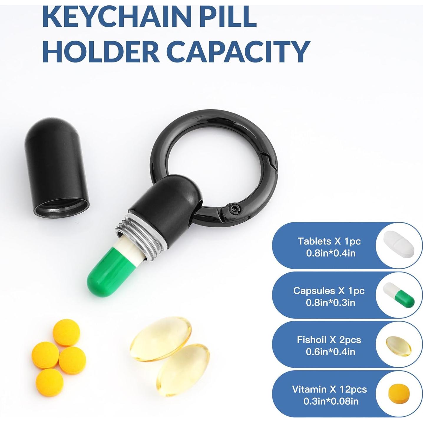 Llavero Portapíldoras TISKY de Titanio Impermeable Negro