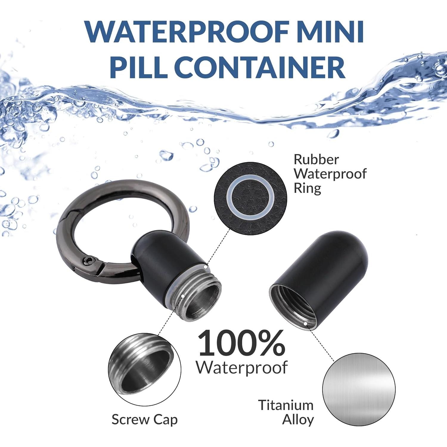 Llavero Portapíldoras TISKY de Titanio Impermeable Negro