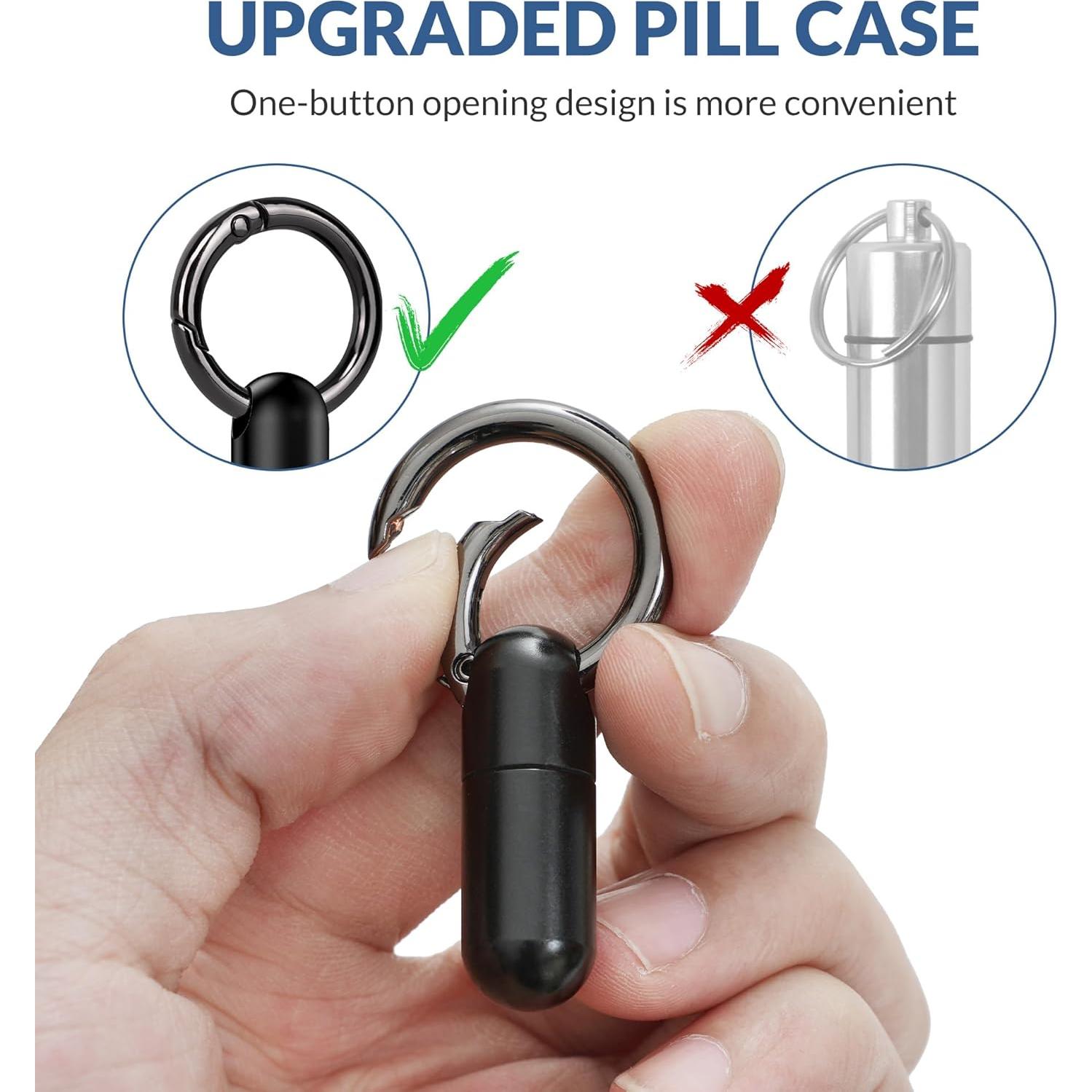 Llavero Portapíldoras TISKY de Titanio Impermeable Negro