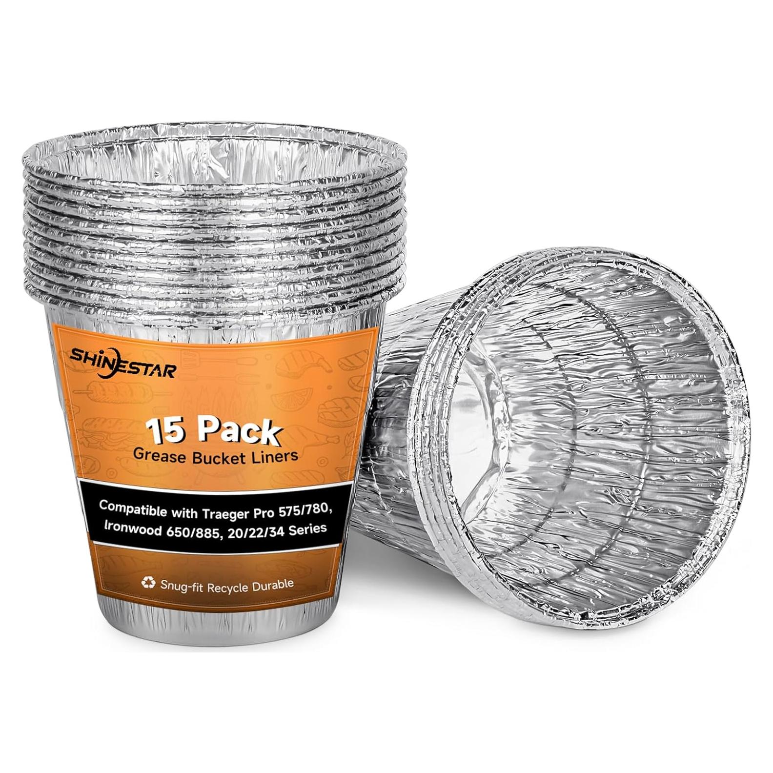 Forros de Cubo de Goteo SHINESTAR 15 Pack para Parrillas Traeger