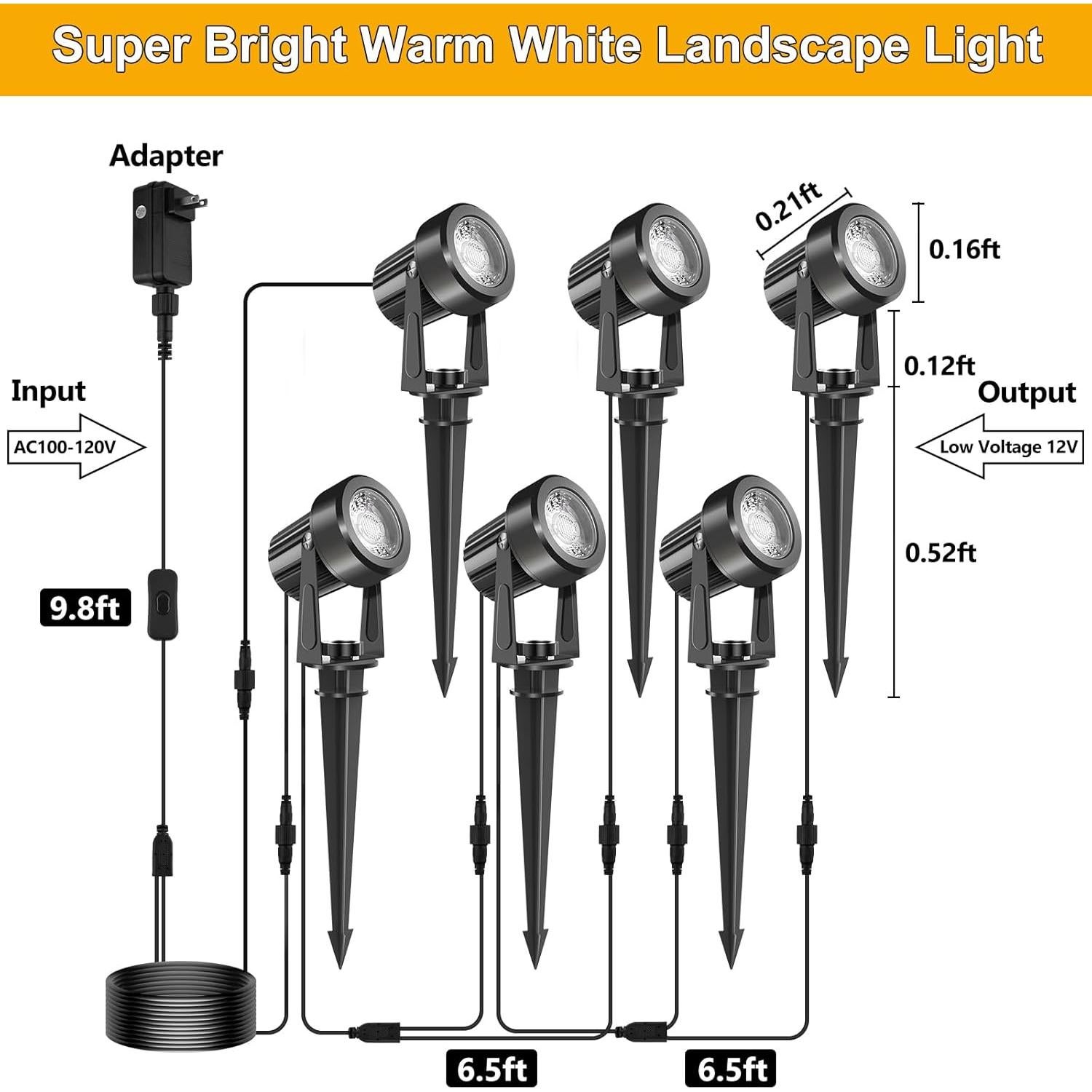 Focos LED Exteriores CREPOW 3000K 6-en-1 IP65 a Prueba de Agua