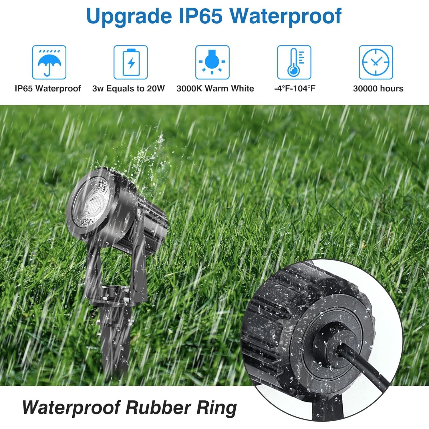 Focos LED Exteriores CREPOW 3000K 6-en-1 IP65 a Prueba de Agua