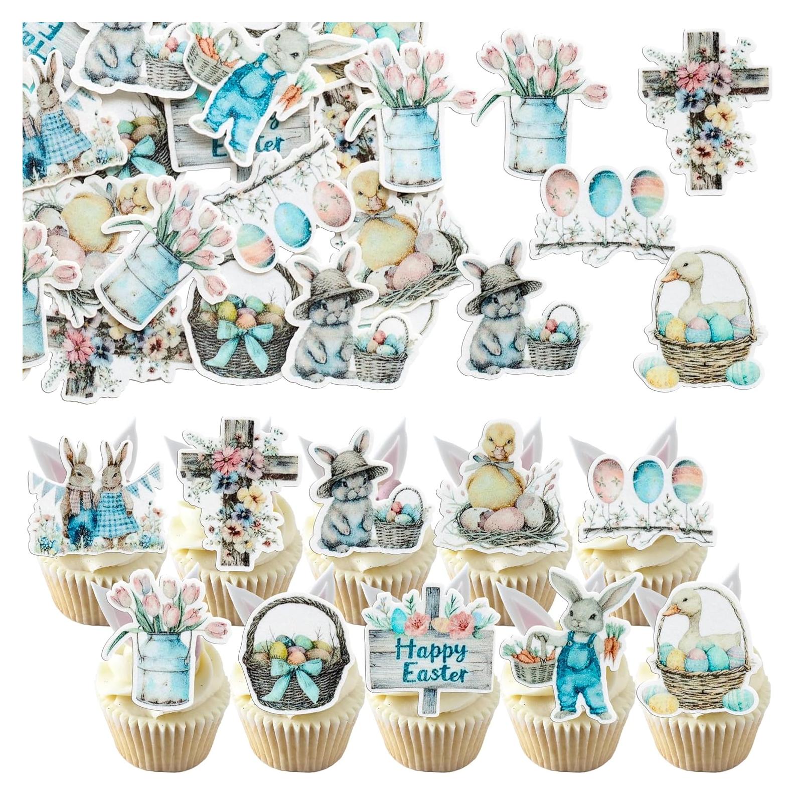 Adornos de Cupcake de Pascua Ephlyn 50Pcs - Decoración Colorida