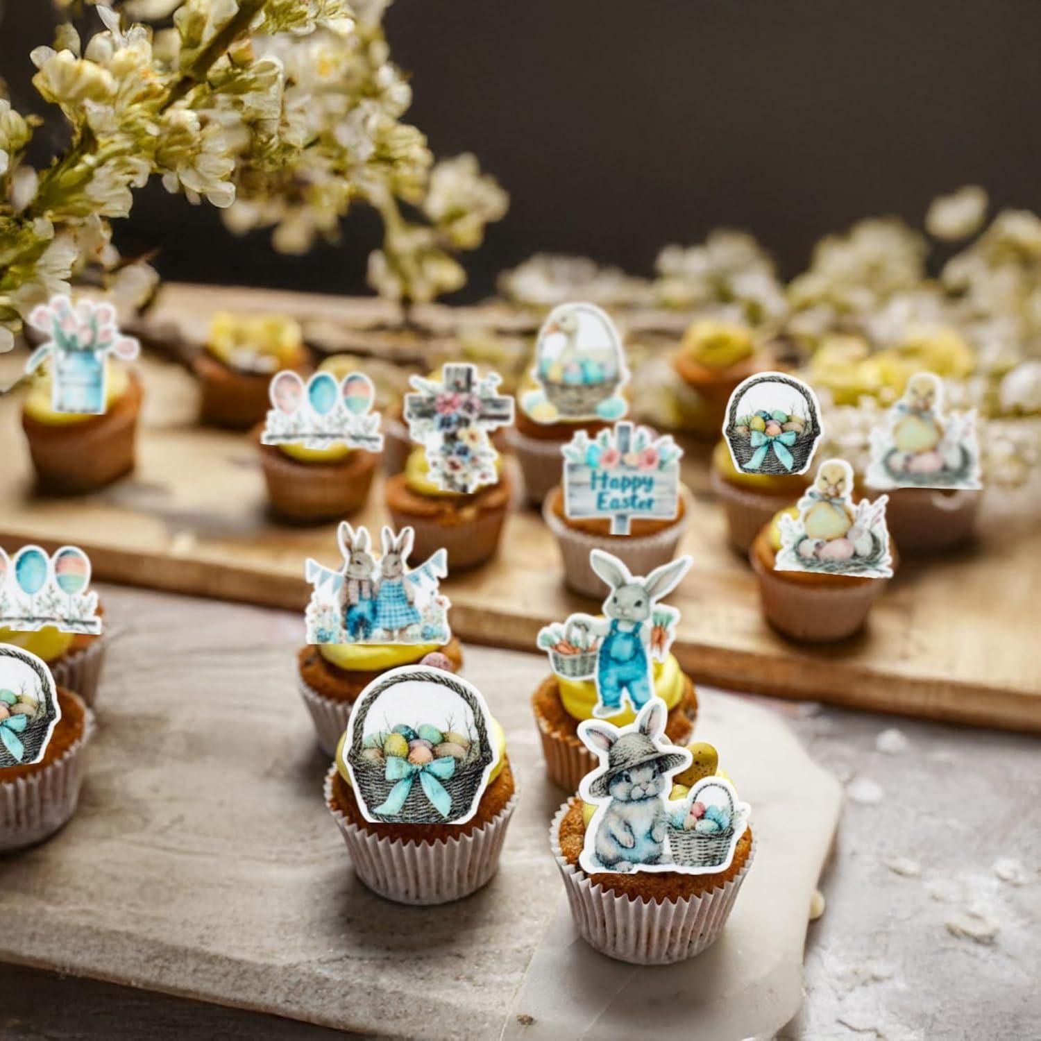 Adornos de Cupcake de Pascua Ephlyn 50Pcs - Decoración Colorida