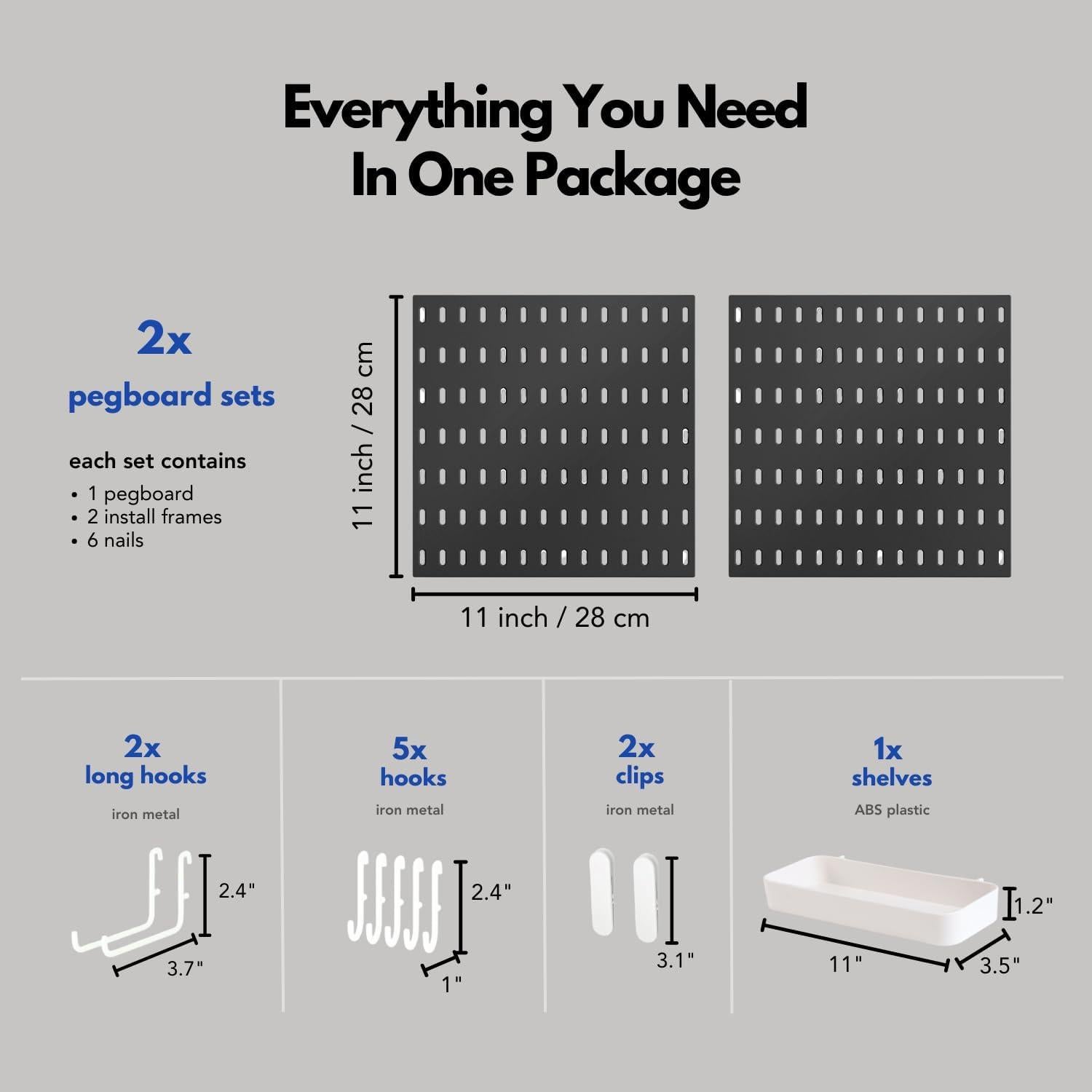 Kit de Tableros de Clavos Keepo Negro 30x13 cm con Accesorios