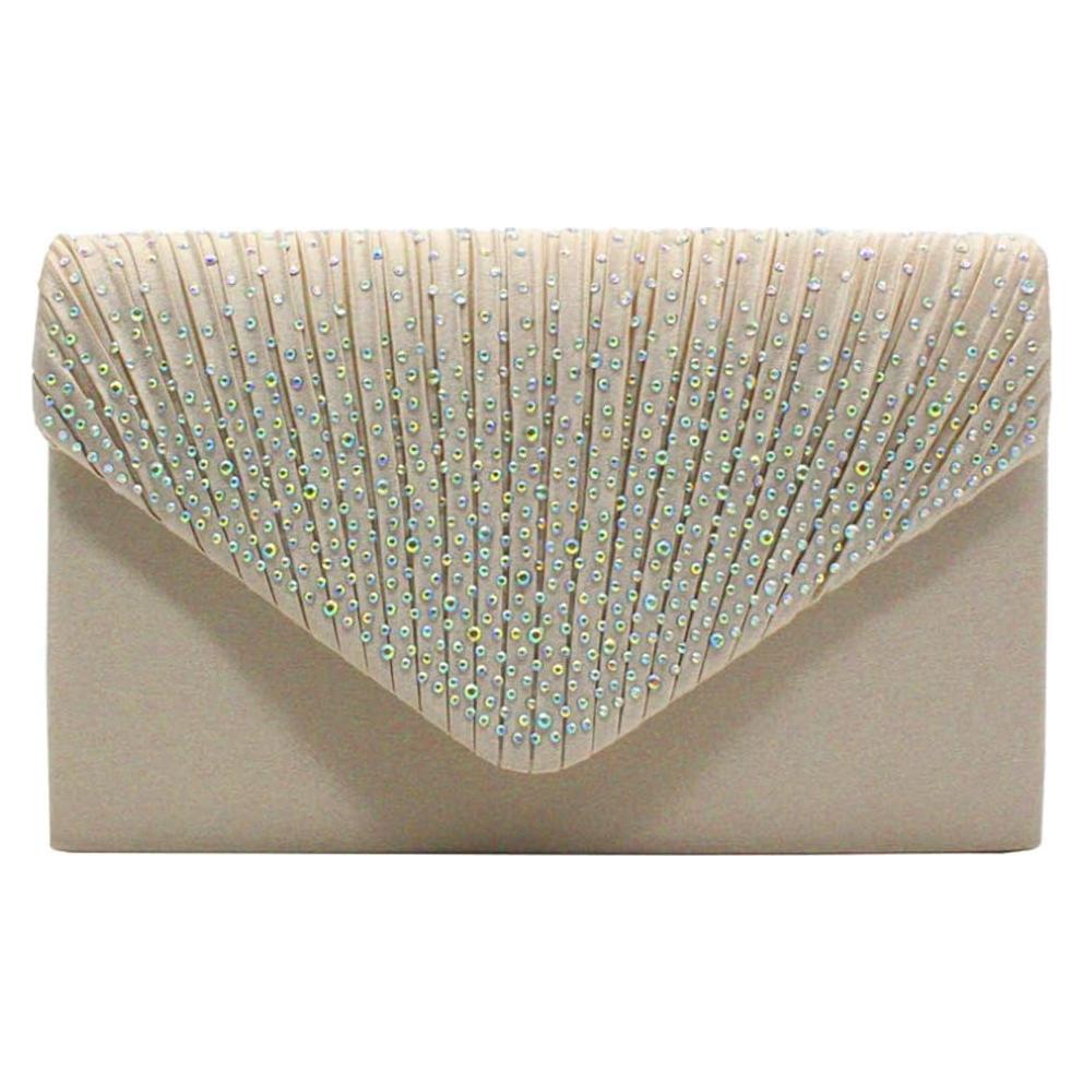 Bolso de mano de noche para damas Albaricoque Satén 21x5x13cm