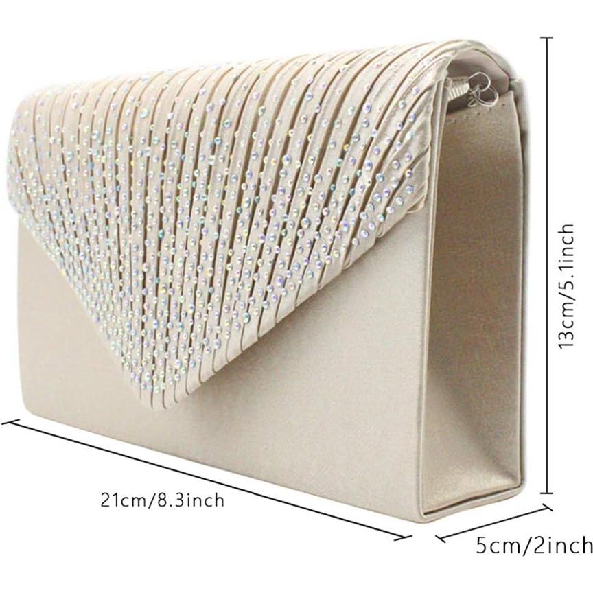 Bolso de mano de noche para damas Albaricoque Satén 21x5x13cm