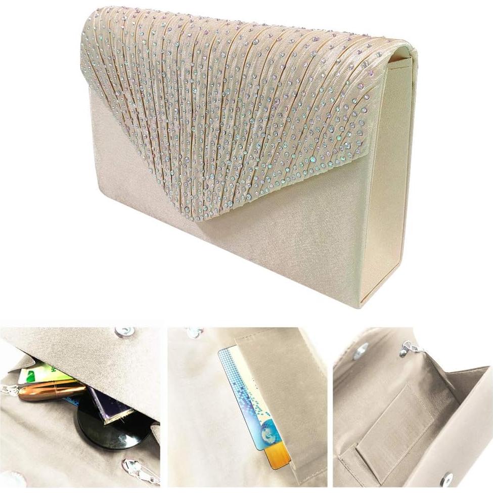 Bolso de mano de noche para damas Albaricoque Satén 21x5x13cm