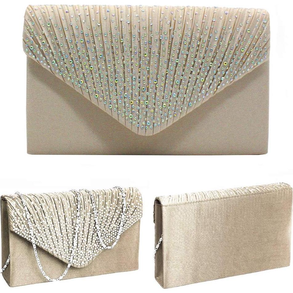 Bolso de mano de noche para damas Albaricoque Satén 21x5x13cm