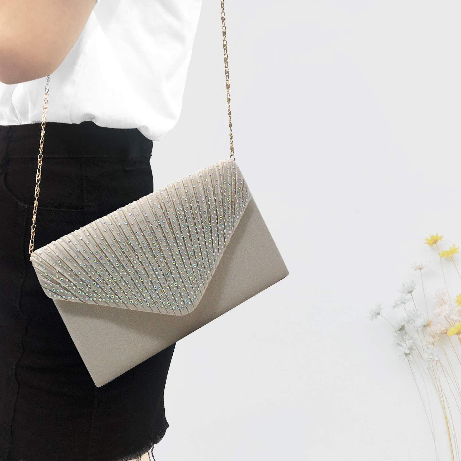 Bolso de mano de noche para damas Albaricoque Satén 21x5x13cm