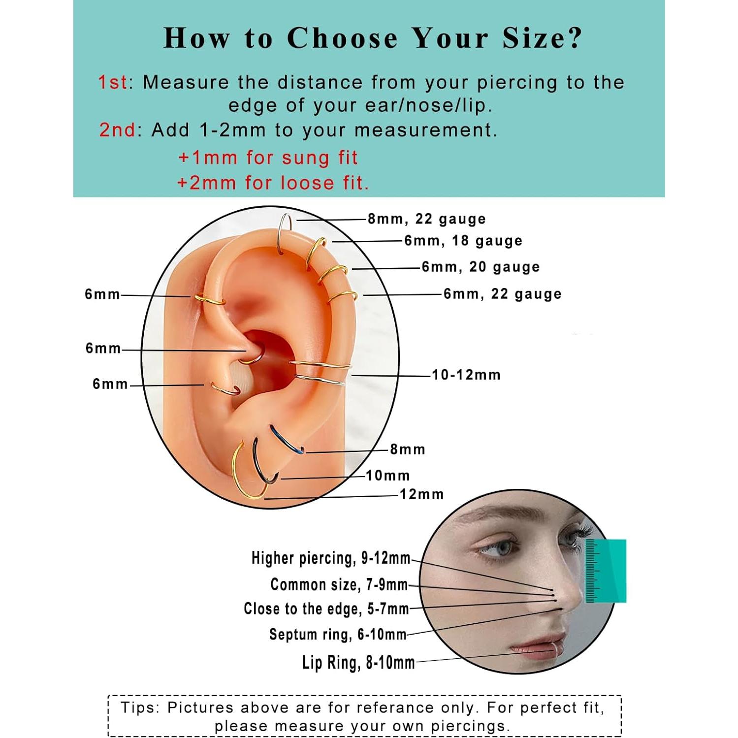 Pendientes de Aro Oro Plata Rosa 6-12mm Conjunto 4/2