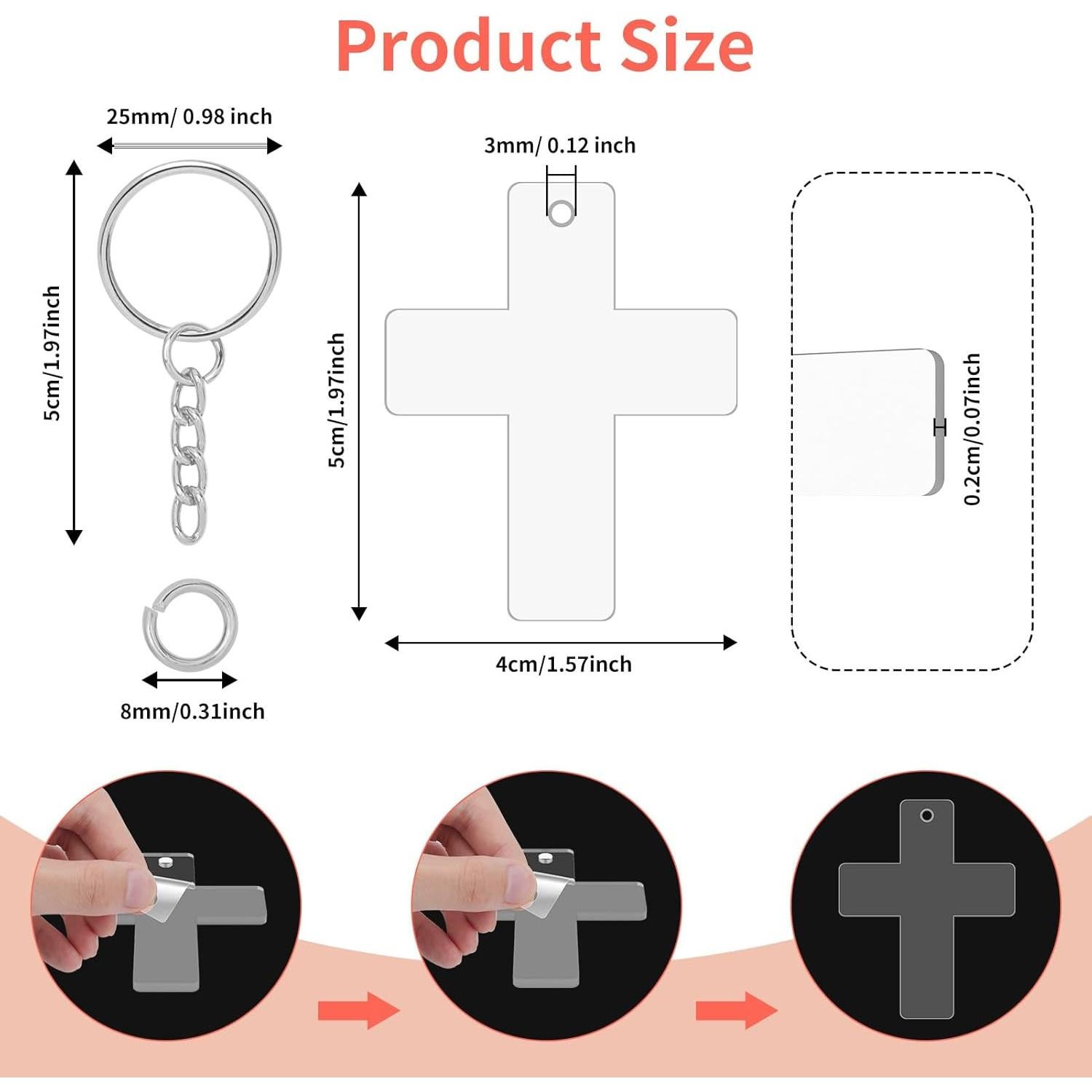 Kit de 36 Llaveros de Acrílico en Blanco YaeYur para DIY