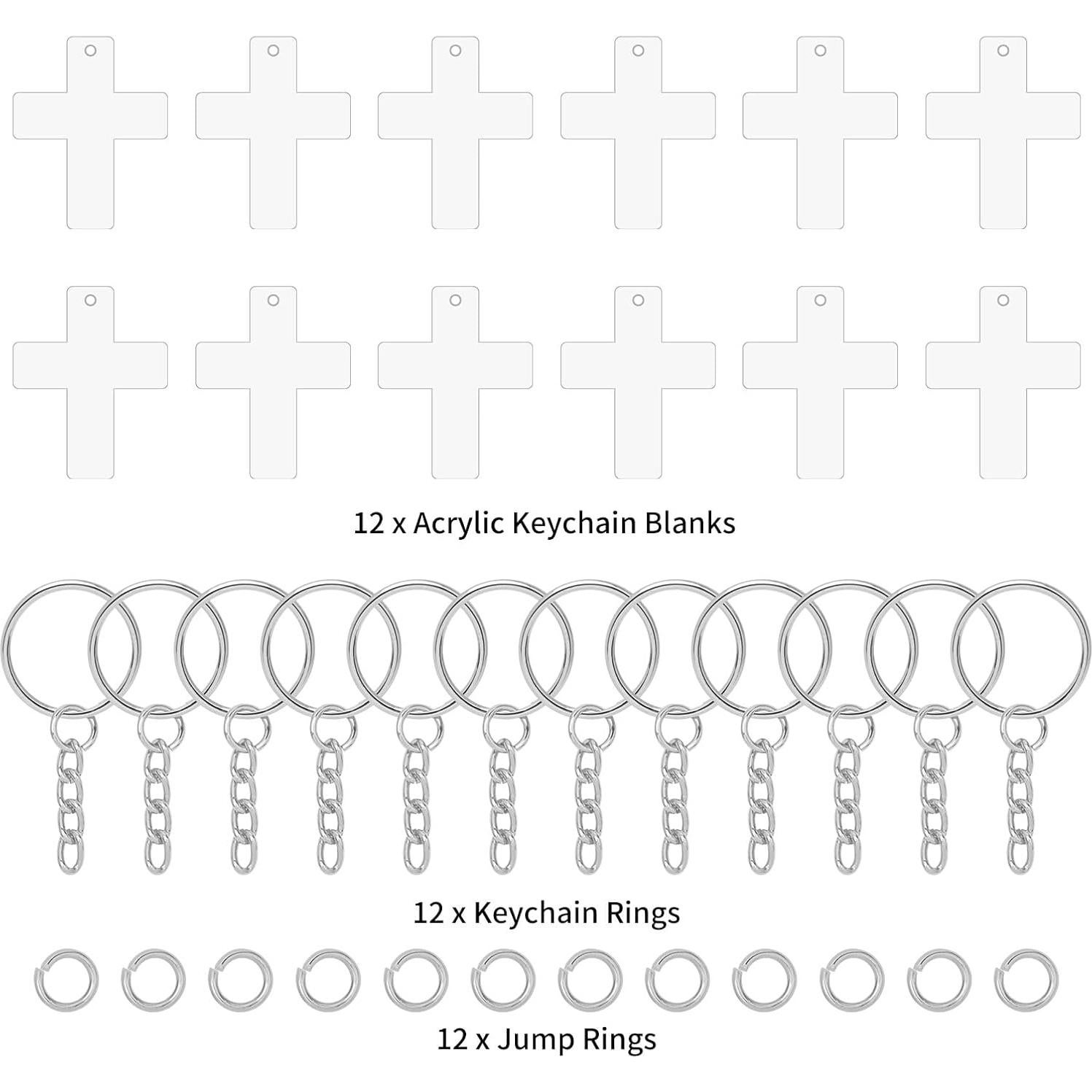 Kit de 36 Llaveros de Acrílico en Blanco YaeYur para DIY