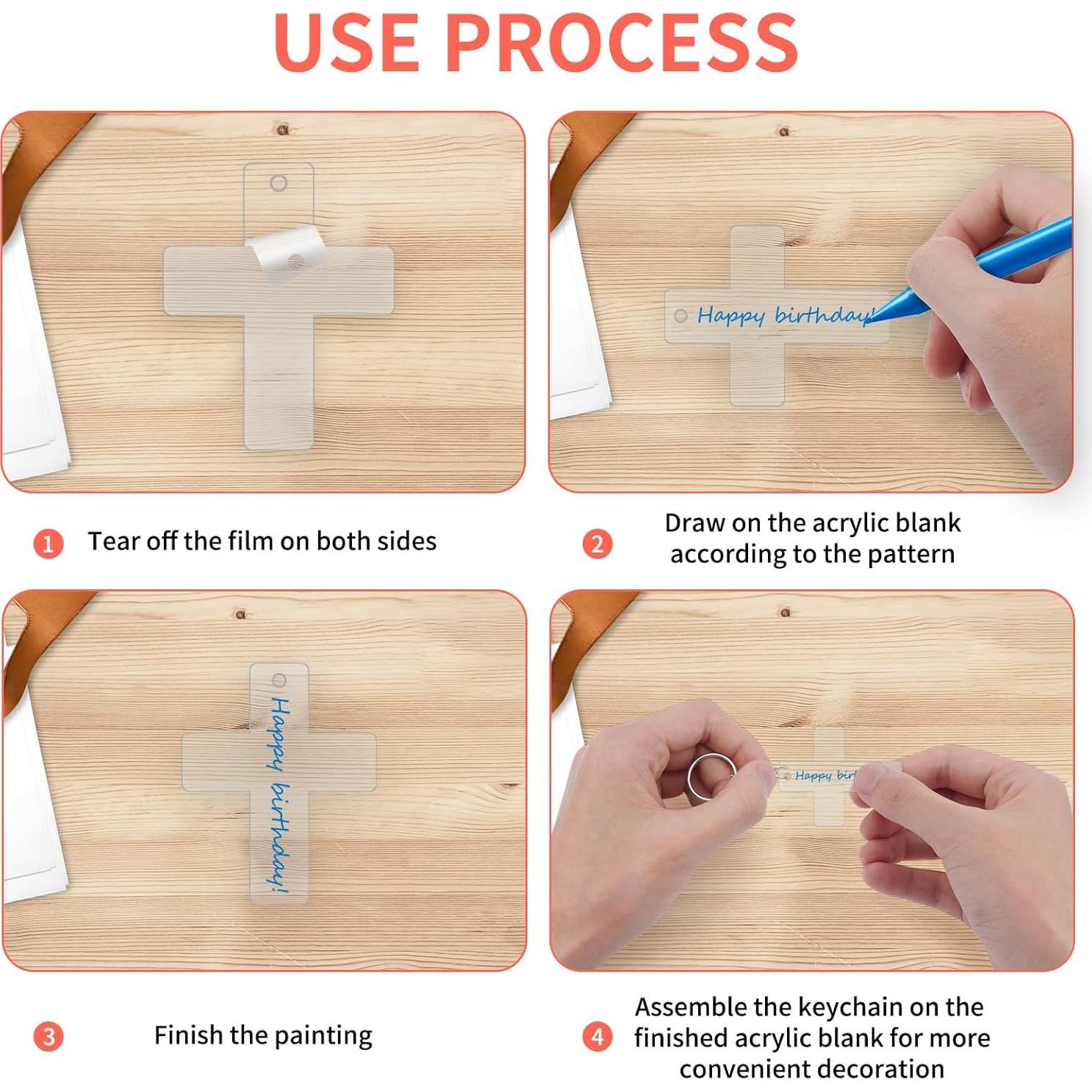 Kit de 36 Llaveros de Acrílico en Blanco YaeYur para DIY