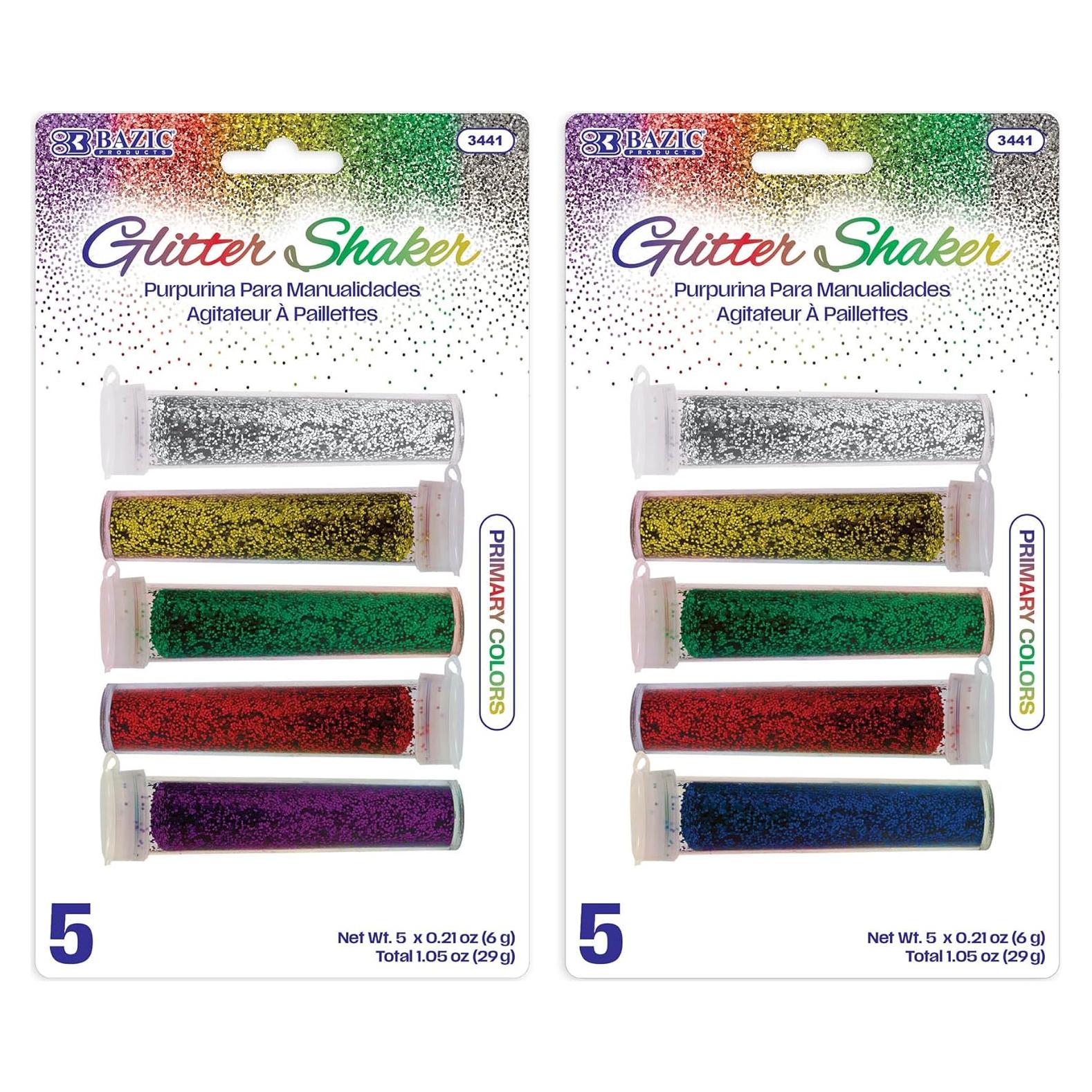 BAZIC Brillo Agitador Neón 5 Colores para Manualidades 56.7g