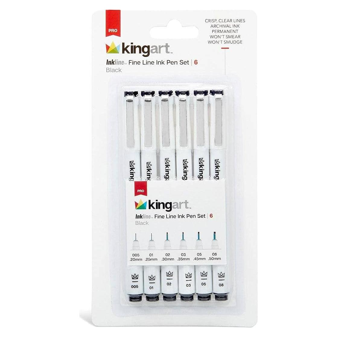 Set de 6 Plumas Gráficas KINGART 430-6 Tinta Negra Archival