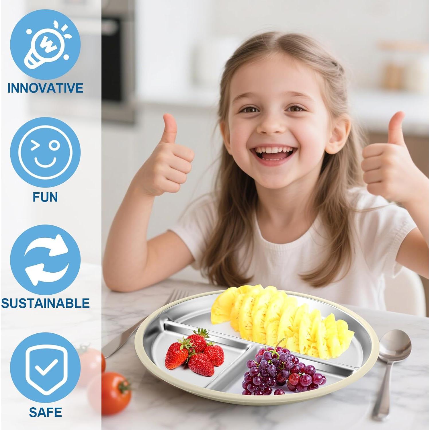 Platos Divididos para Bebés Palksky de Acero Inoxidable Set de 2