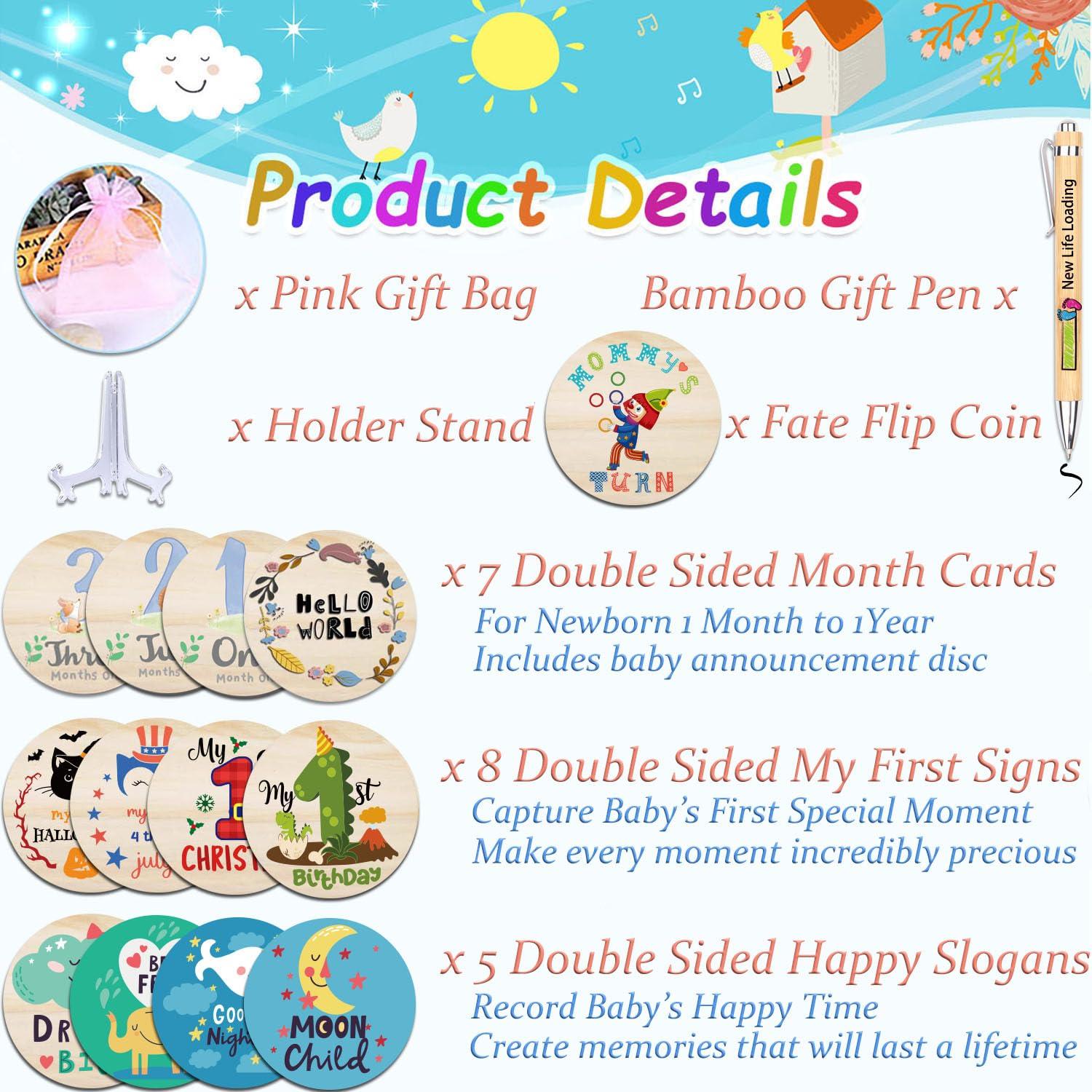 Set de Hitos Mensuales de Madera RORANIC para Bebés