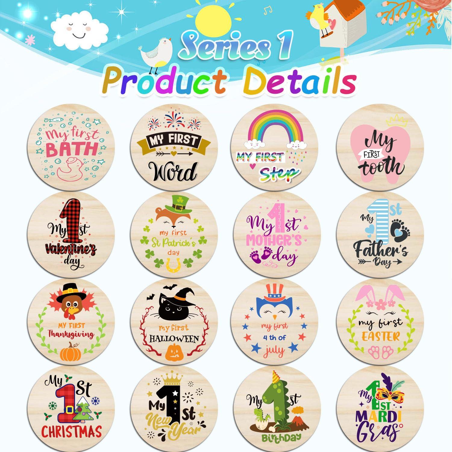 Set de Hitos Mensuales de Madera RORANIC para Bebés