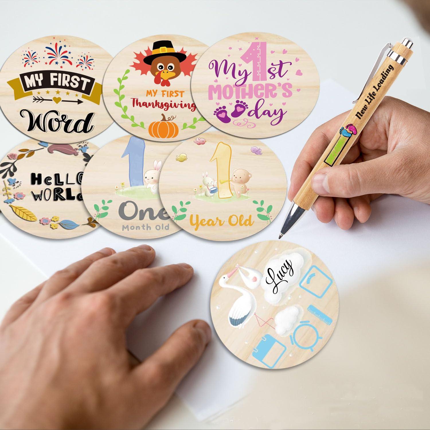 Set de Hitos Mensuales de Madera RORANIC para Bebés