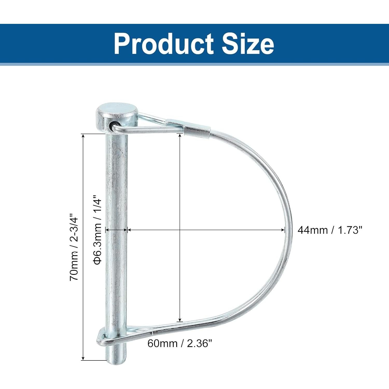 Pasador de Acoplamiento uxcell 10Pcs 6.3mm x 70mm para Remolques