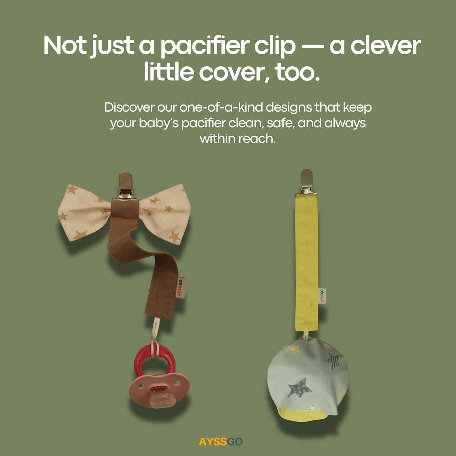 Clip de Chupete Protector Ayssgo - Pajarita y Redondo, 2 Unidades