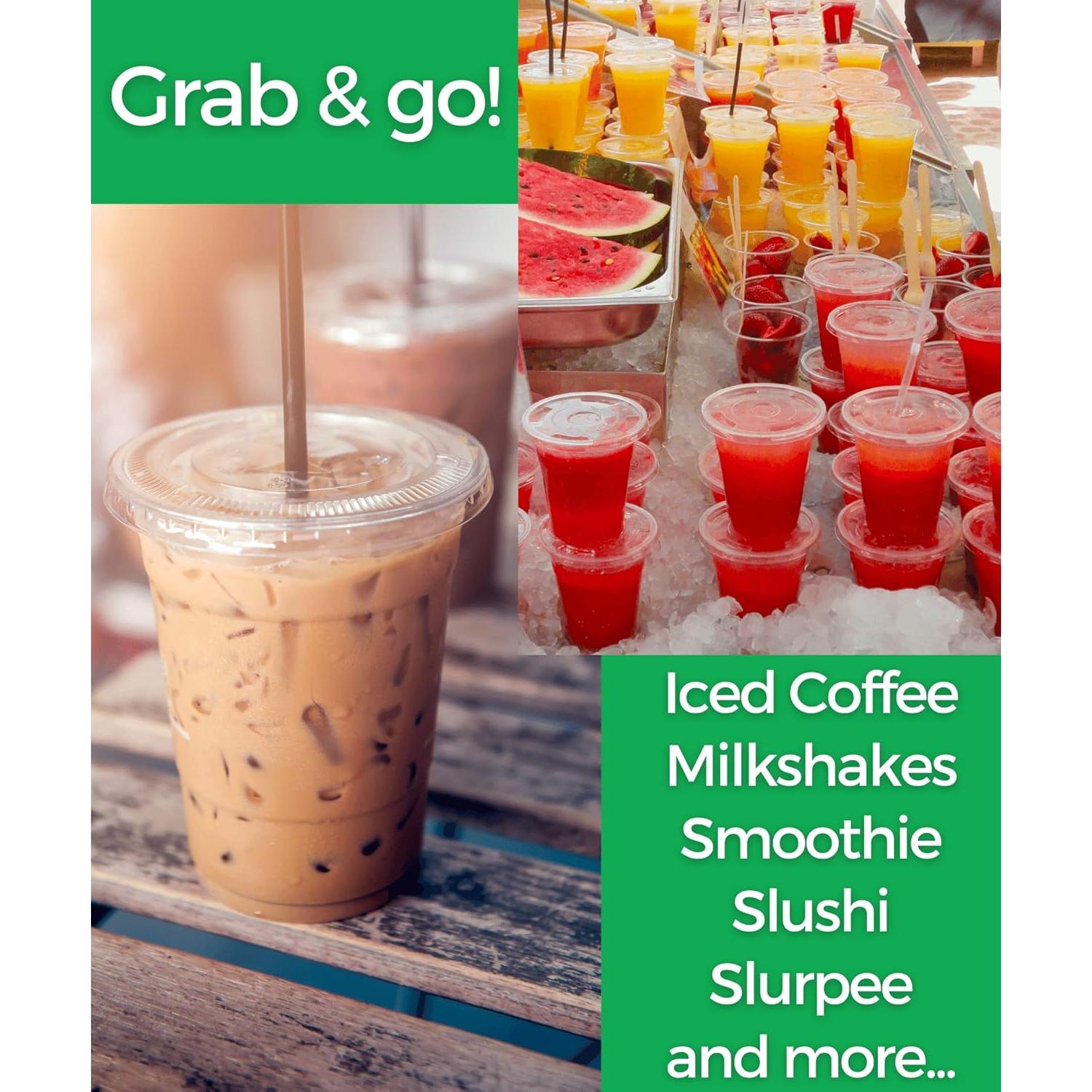 Vasos de Plástico Aatriet 12 oz Transparentes con Tapas y Pajitas - 25 Piezas