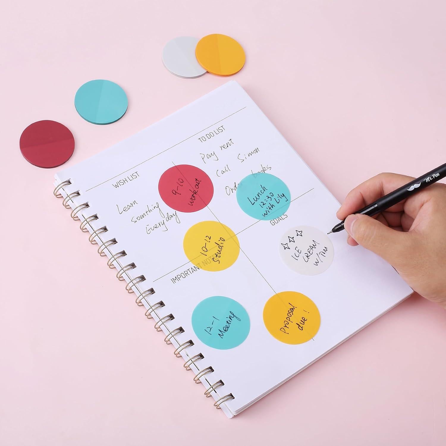 Notas Adhesivas Transparentes Mr. Pen 200 Pcs Redondas Caramelo