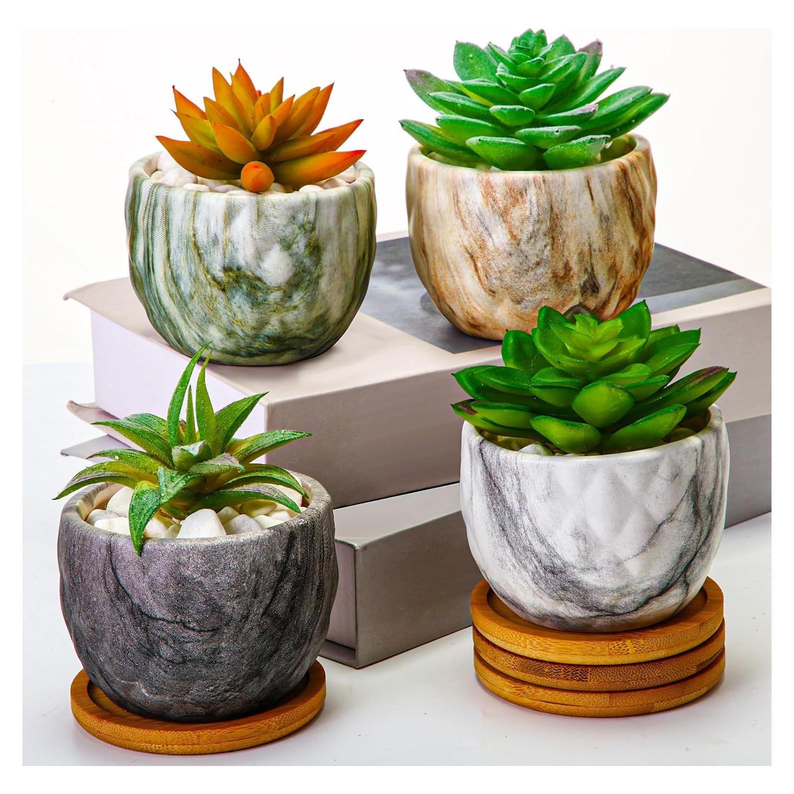 Maceta de Cerámica Ziliny con Drenaje 8.5 cm - 4 Pzs