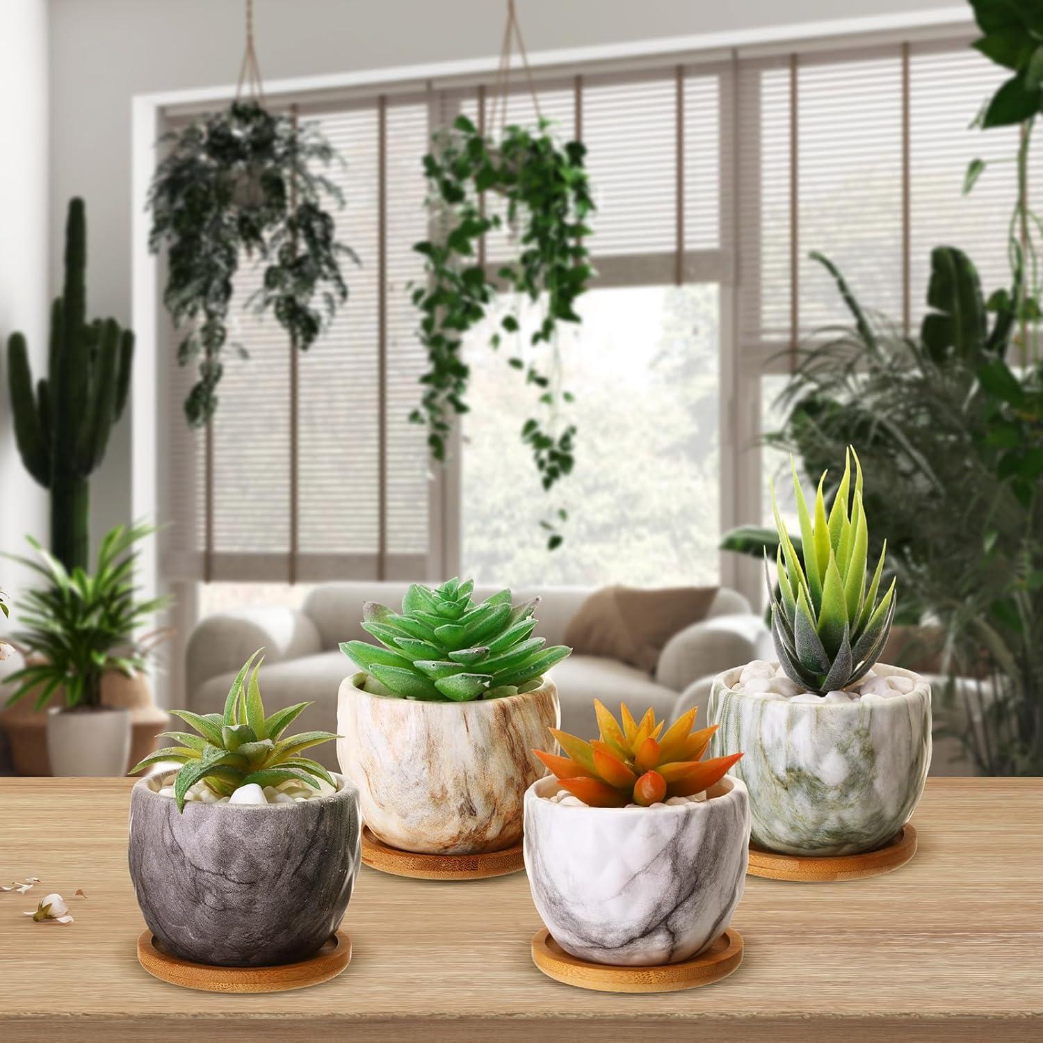 Maceta de Cerámica Ziliny con Drenaje 8.5 cm - 4 Pzs