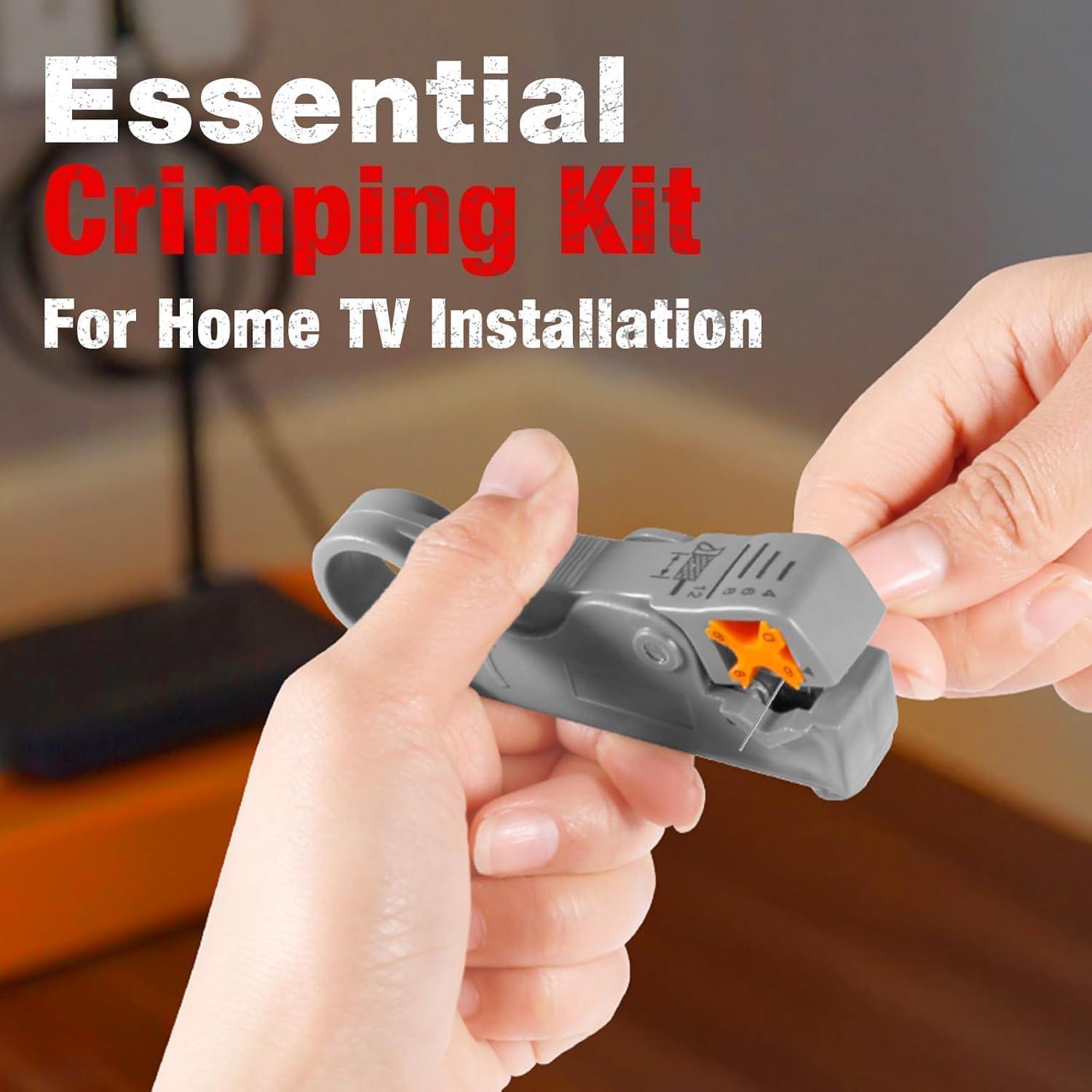 Crimpadora de Cable Coaxial ELenest RG59 RG6 Kit 3-en-1