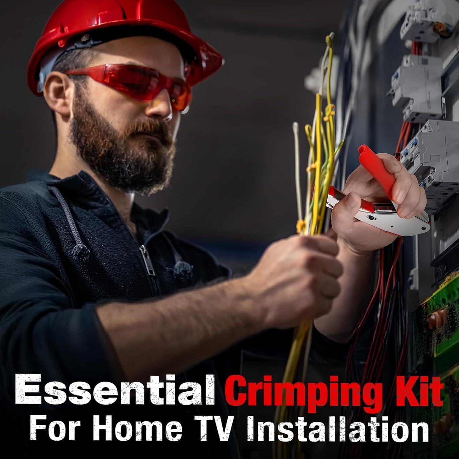 Crimpadora de Cable Coaxial ELenest RG59 RG6 Kit 3-en-1