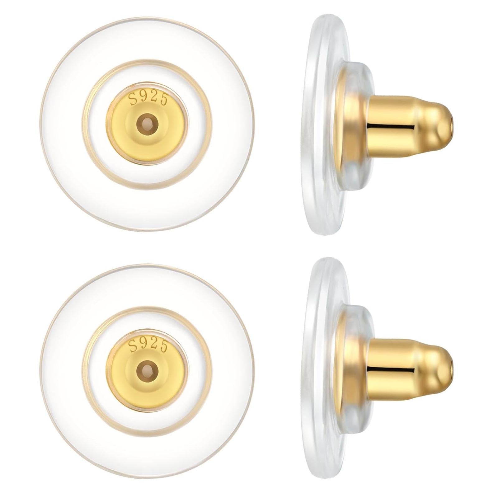 Respaldos de Aretes DELECOE 12mm Plata Esterlina 925 Baño Oro 18K