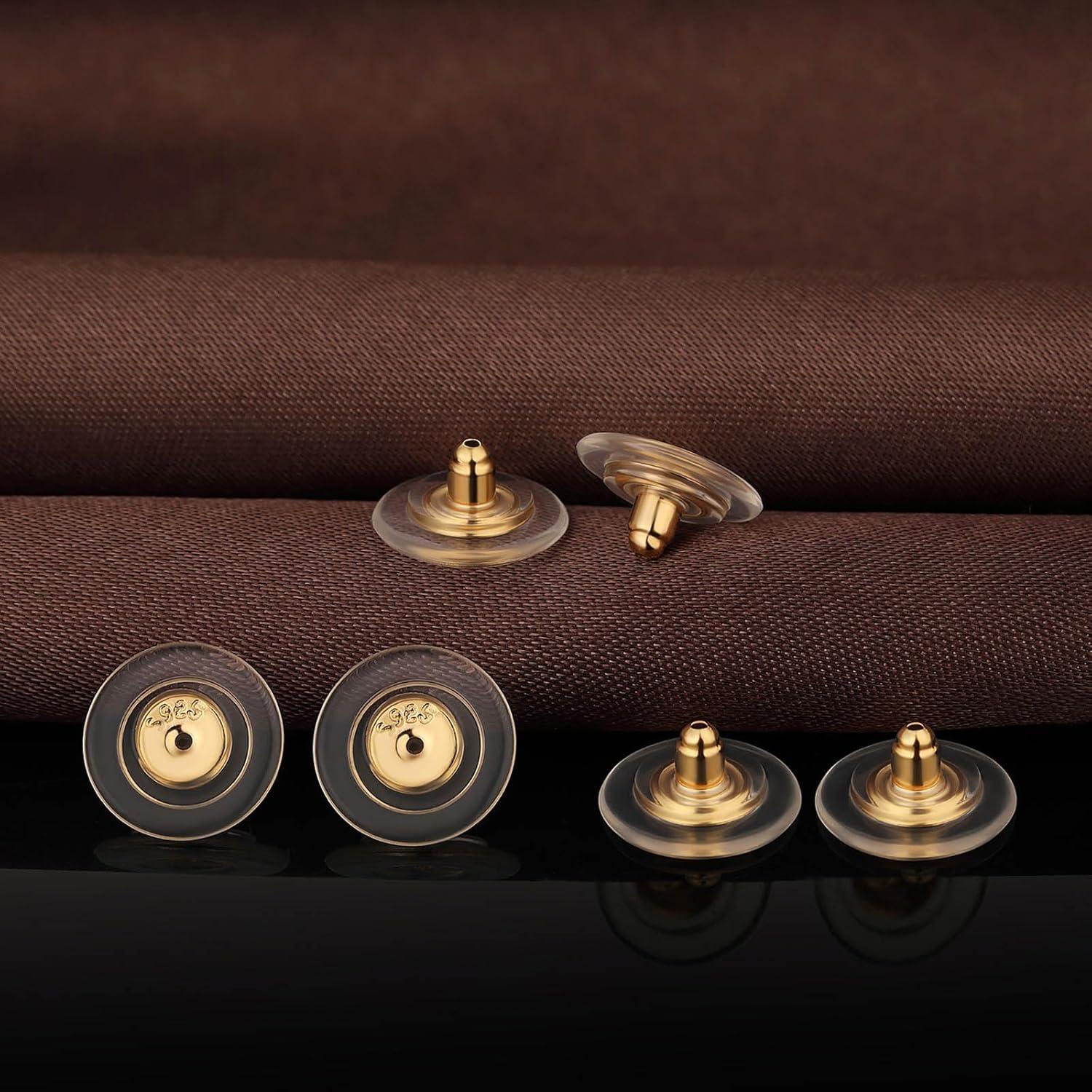 Respaldos de Aretes DELECOE 12mm Plata Esterlina 925 Baño Oro 18K