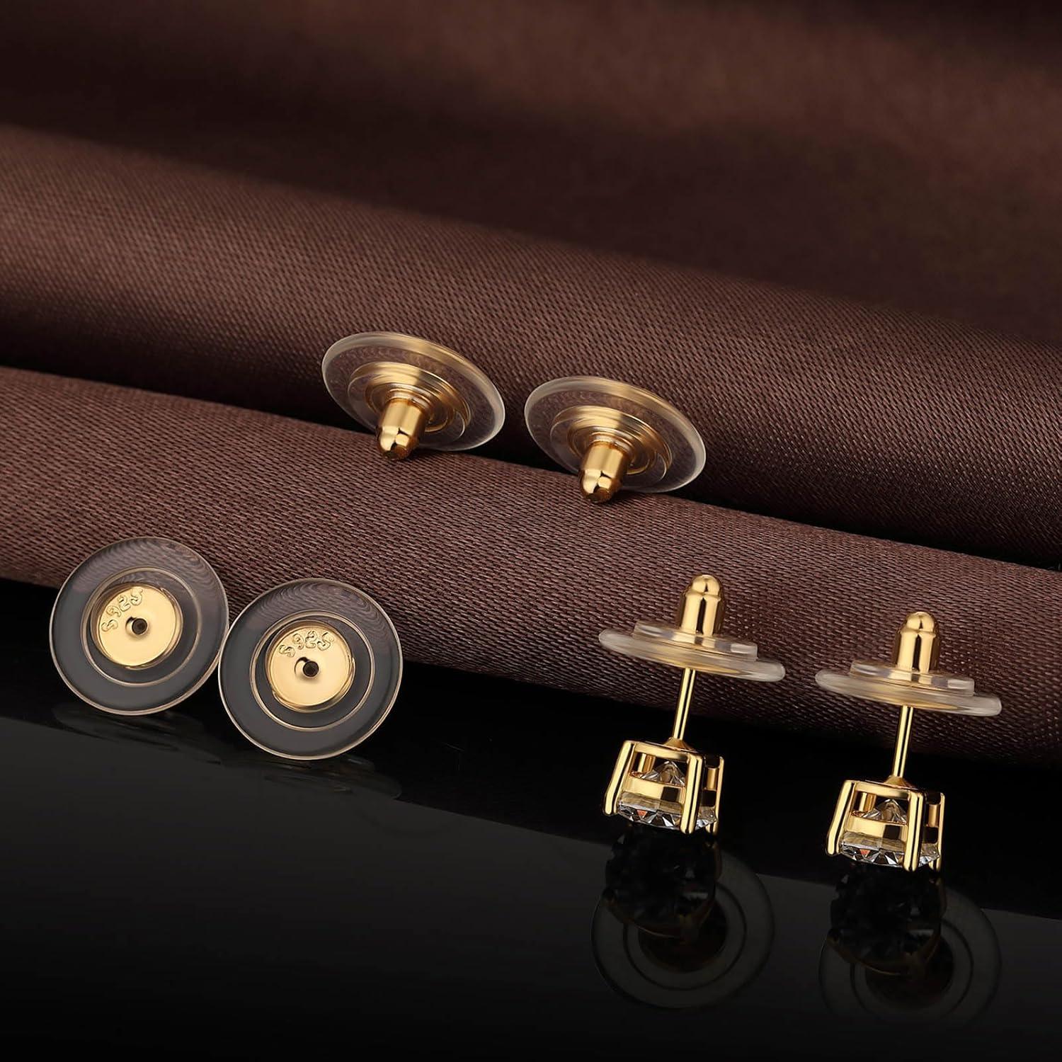 Respaldos de Aretes DELECOE 12mm Plata Esterlina 925 Baño Oro 18K