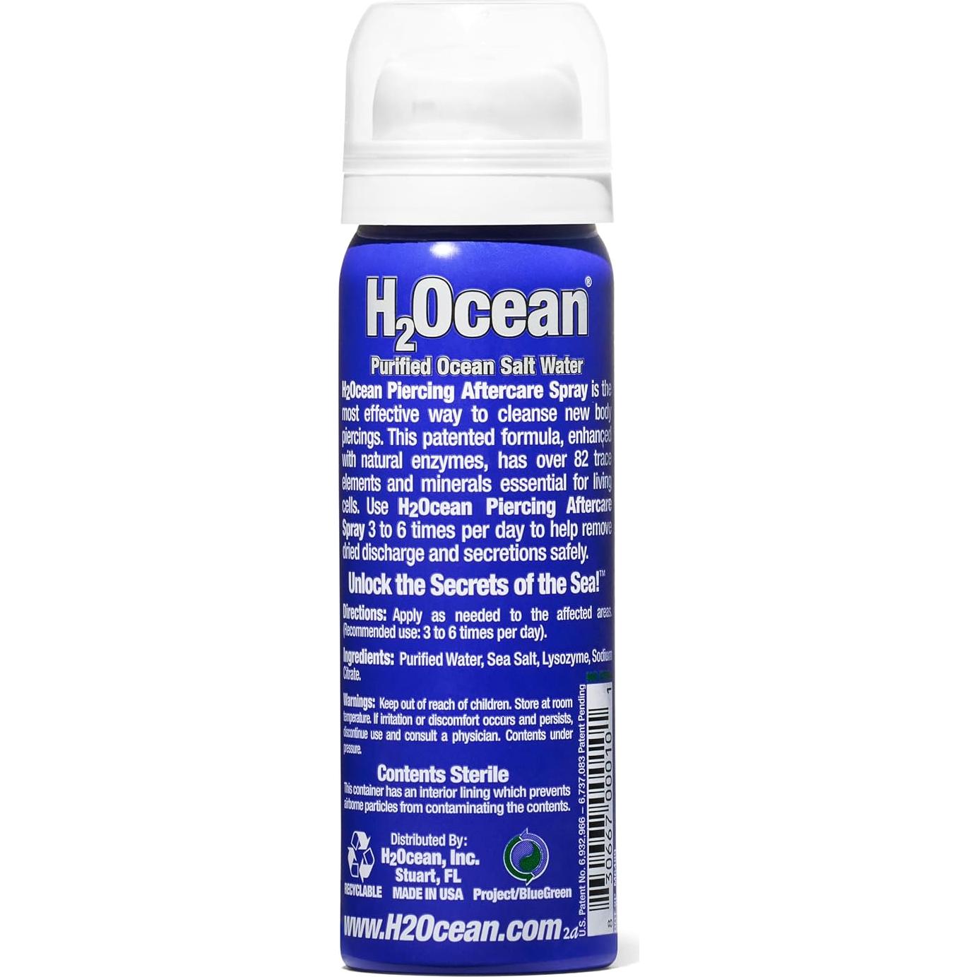 H2Ocean Spray Cuidado Post-Piercing 44.36ml - Limpiador Salino