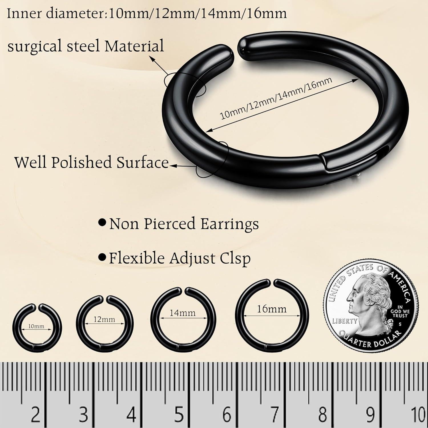 Pendientes Clip Hipoalergénicos YADOCA 8 Piezas Sin Perforación