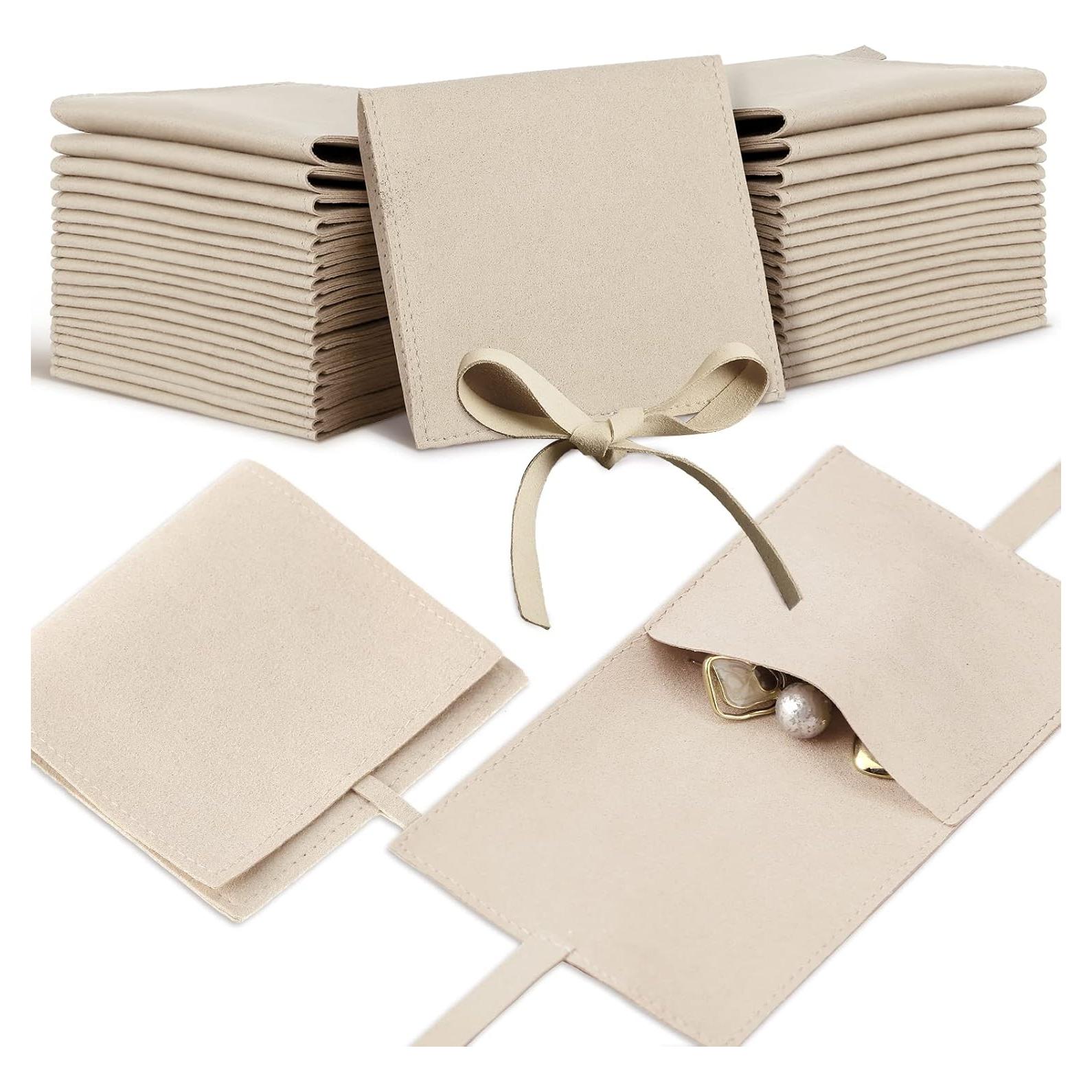 Bolsa de Microfibra para Joyería Lothee 40 Pcs 8x8 cm Beige