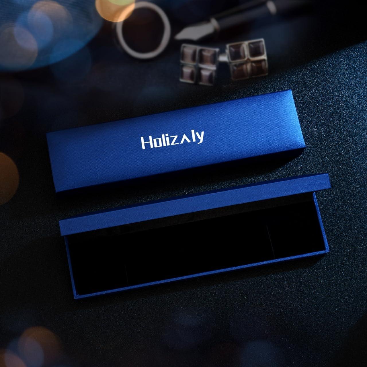 Pulsera de eslabones cuadrados Holizaly negra y azul 22 cm