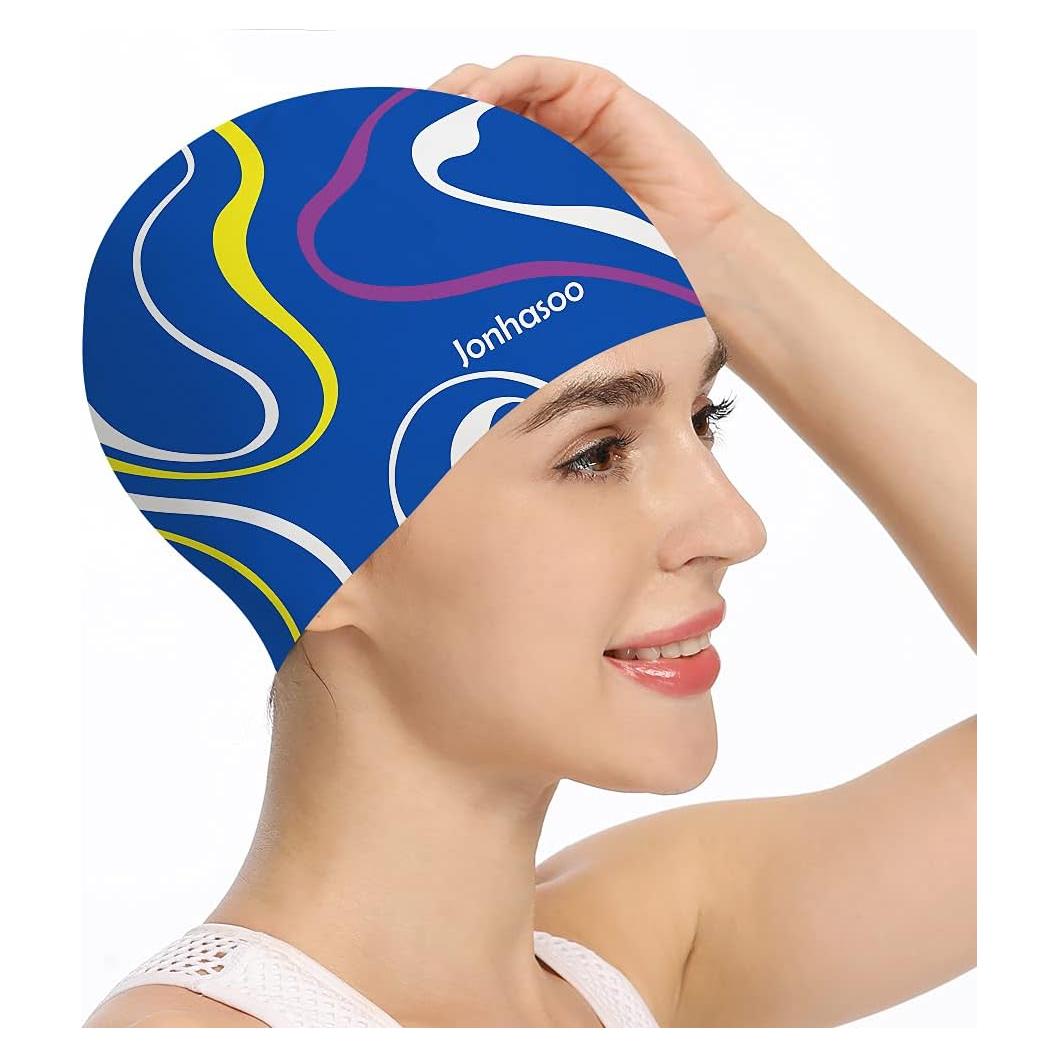 Gorro de natación de silicona Jonhasoo para cabello largo