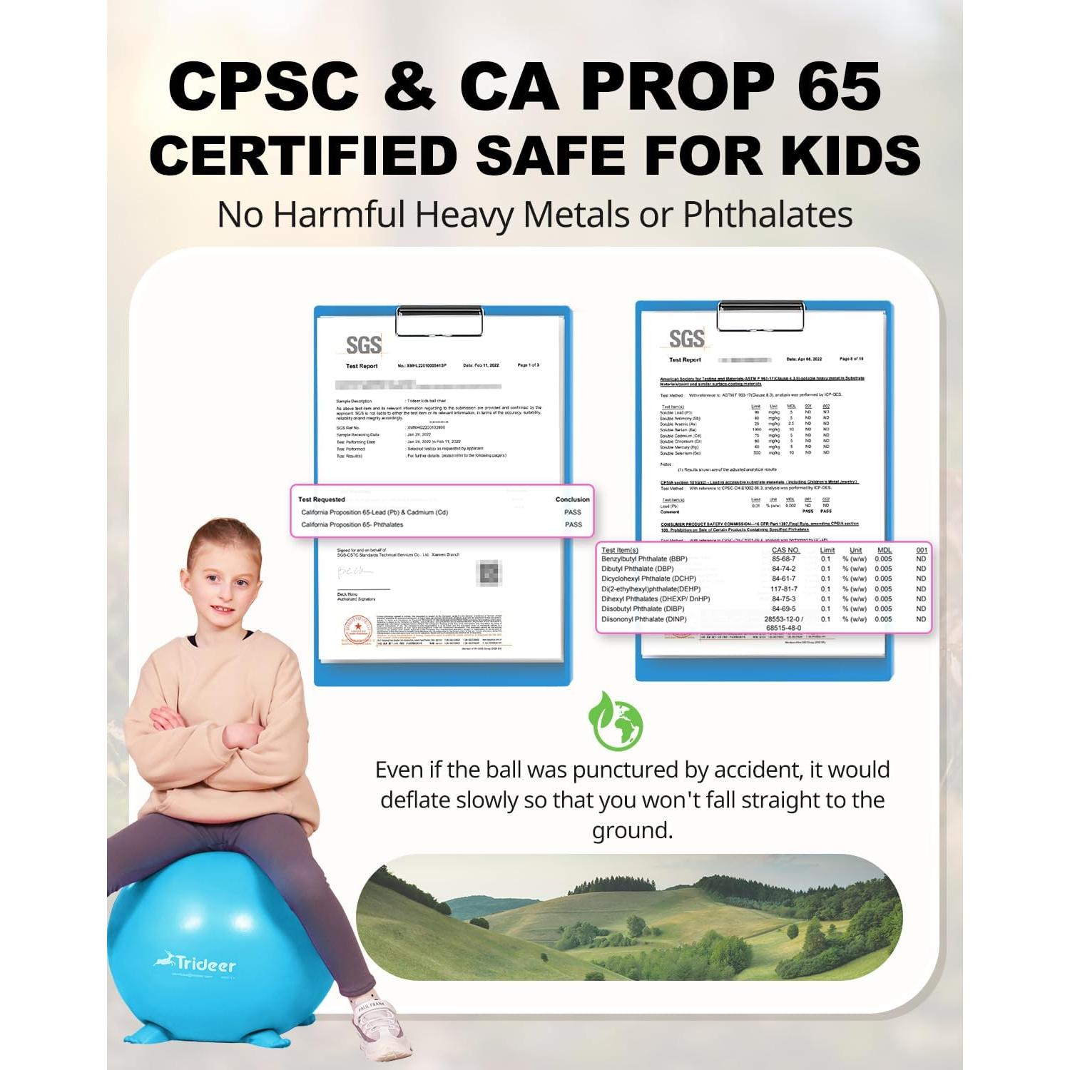 Silla de Pelota de Yoga Trideer 45cm Azul para Niños