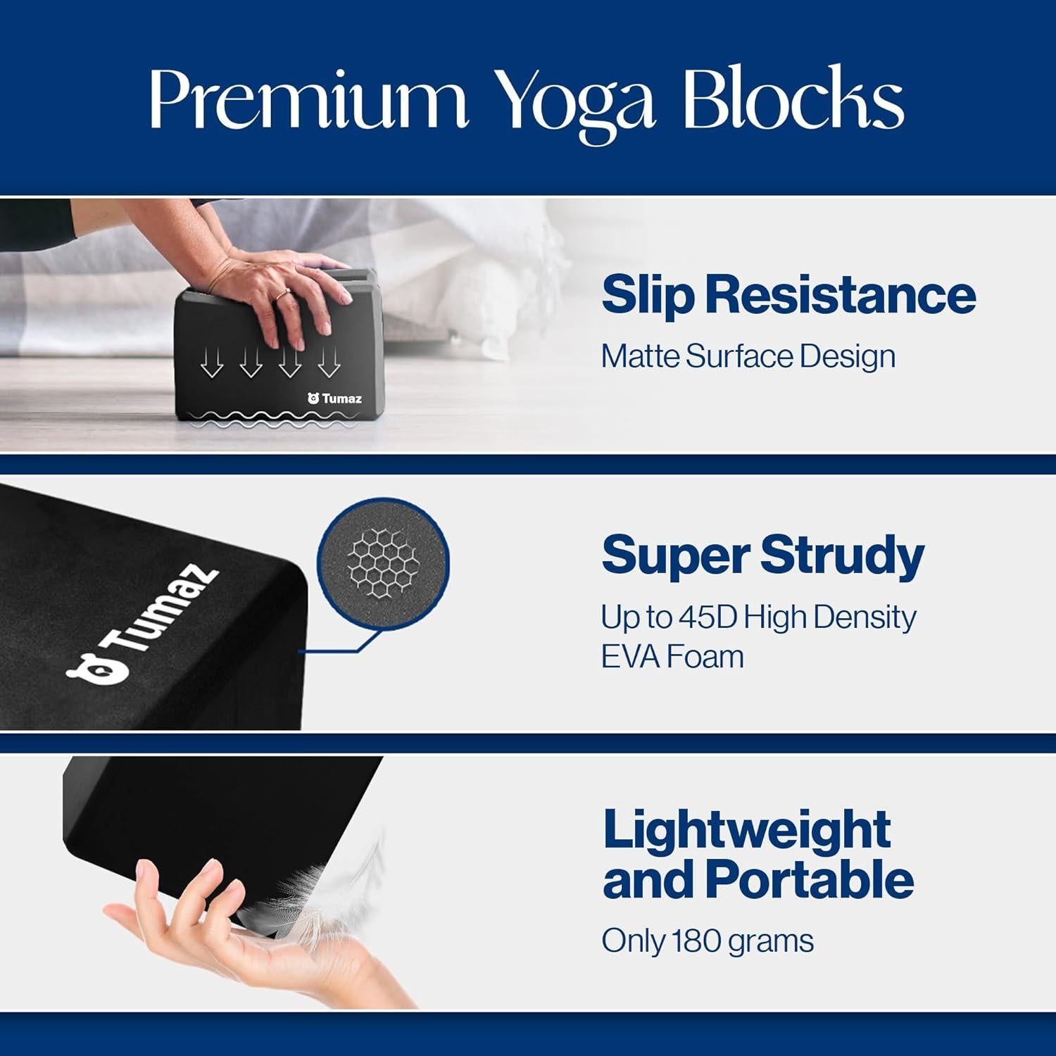 Bloques de Yoga Tumaz 2 Pack con Correa - Espuma EVA Antideslizante