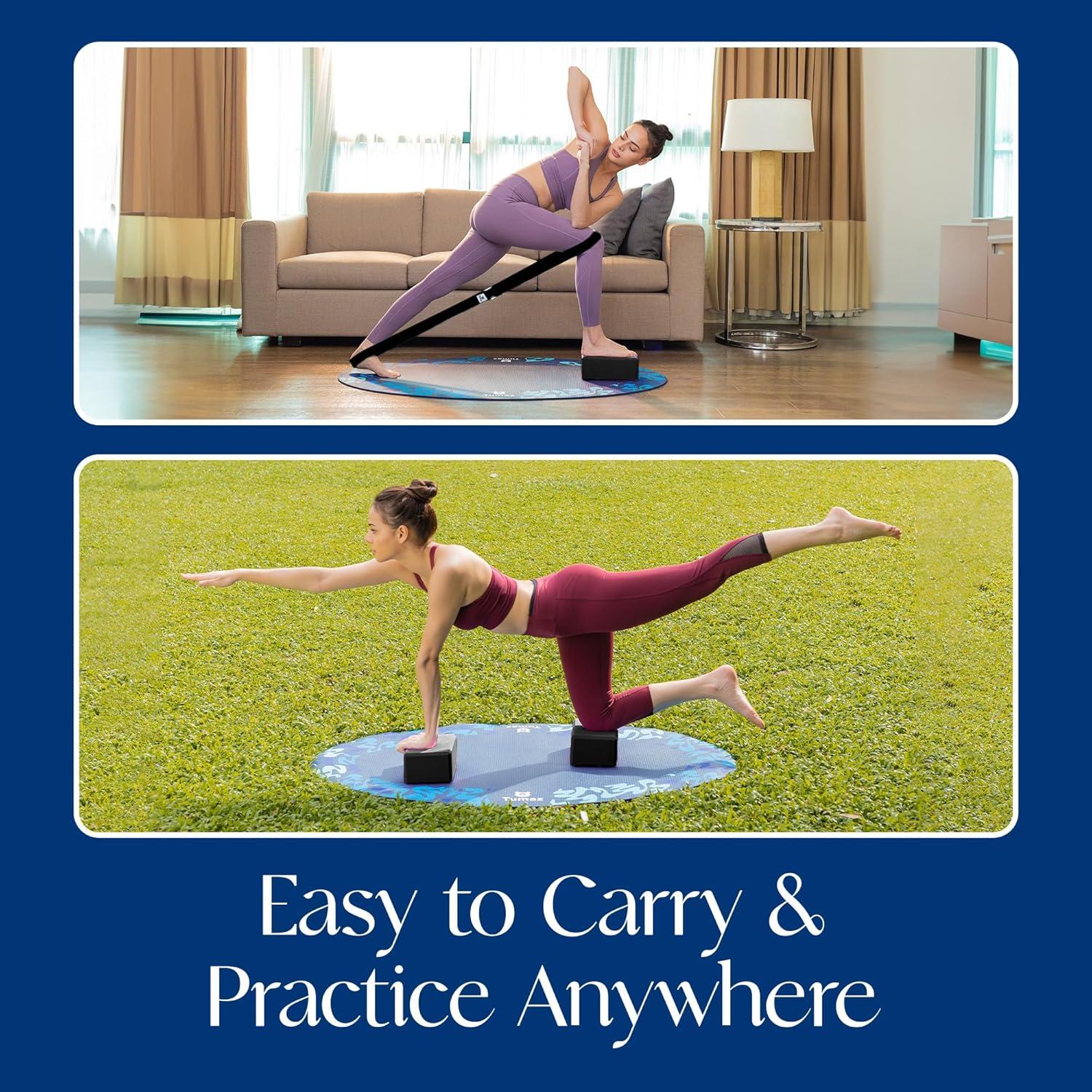 Bloques de Yoga Tumaz 2 Pack con Correa - Espuma EVA Antideslizante