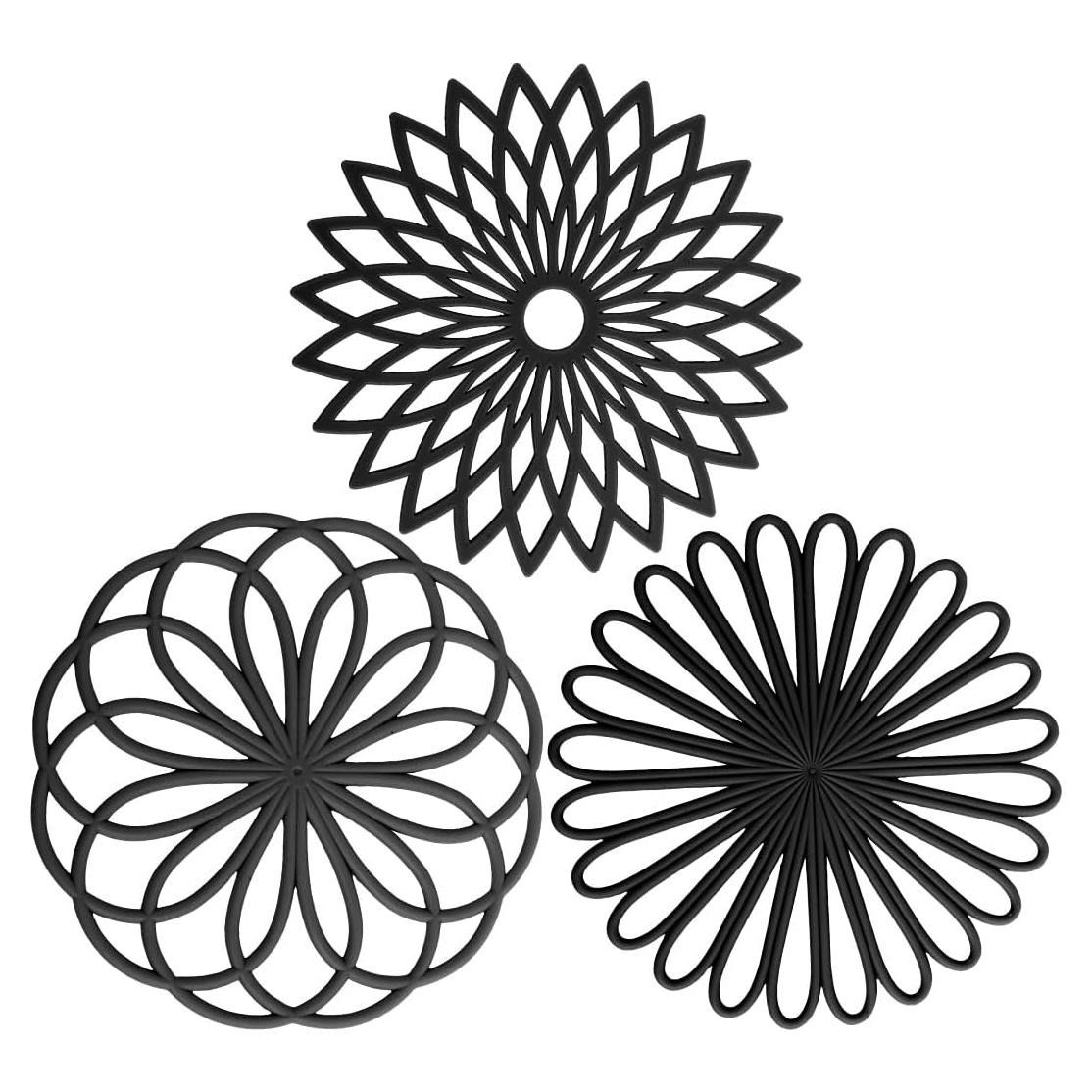 Juego de 3 Mats de Silicona Antideslizantes 20cm Flor YMKWZ