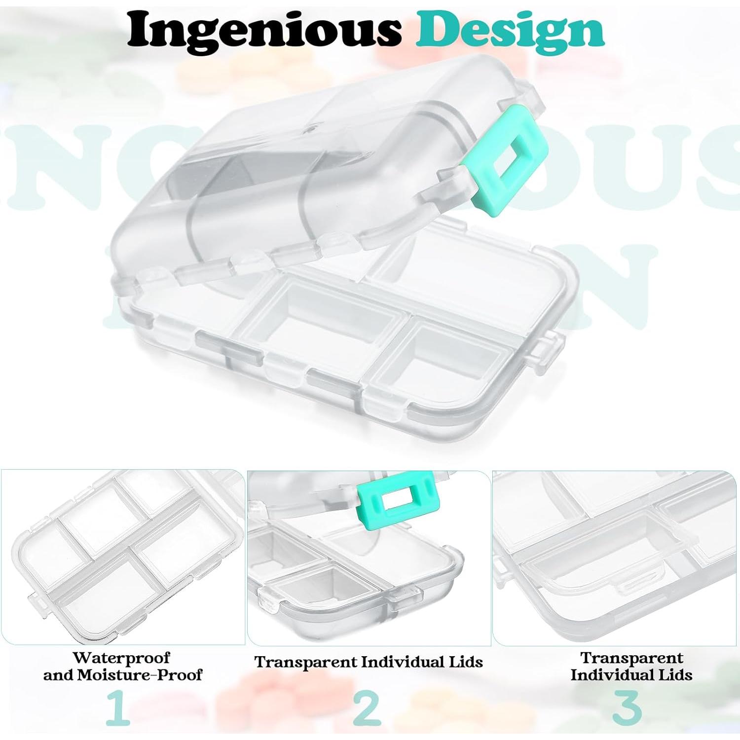 Organizador de Pastillas de Viaje Meekoo 8 Pcs Transparente